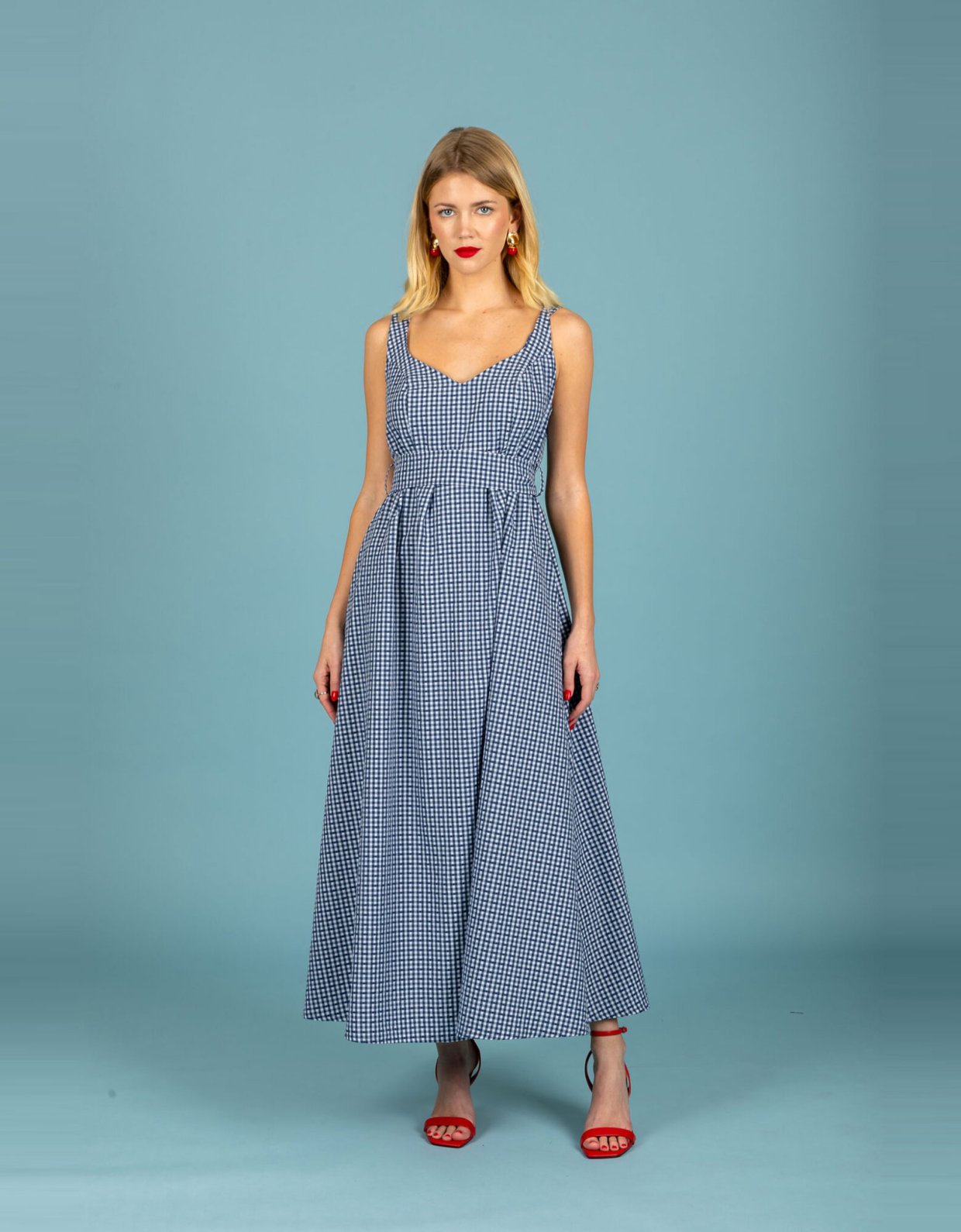 Chaton Aelia poplin dress blue