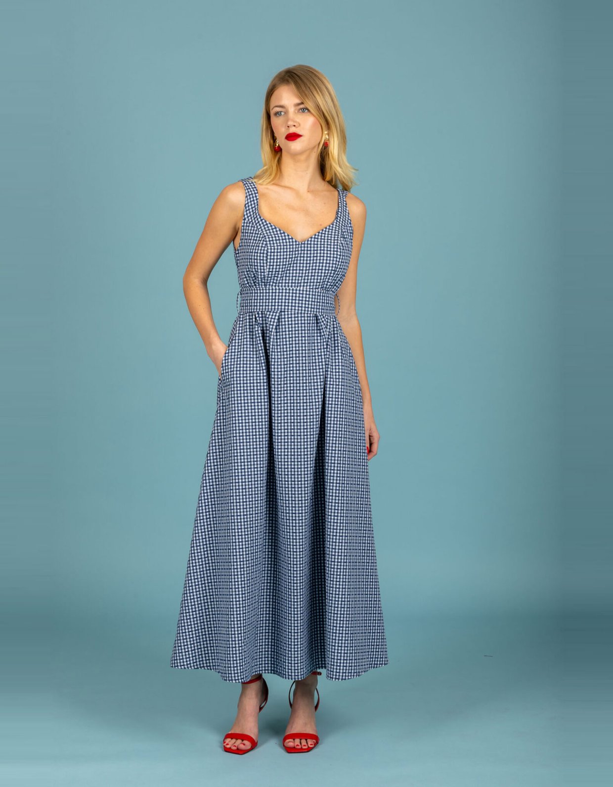 Chaton Aelia poplin dress blue