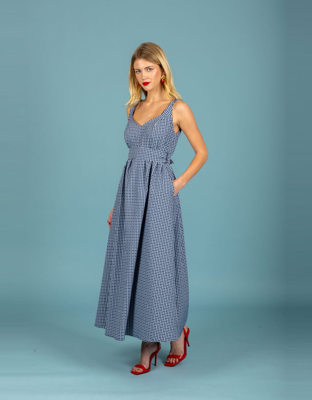 Chaton Aelia poplin dress blue