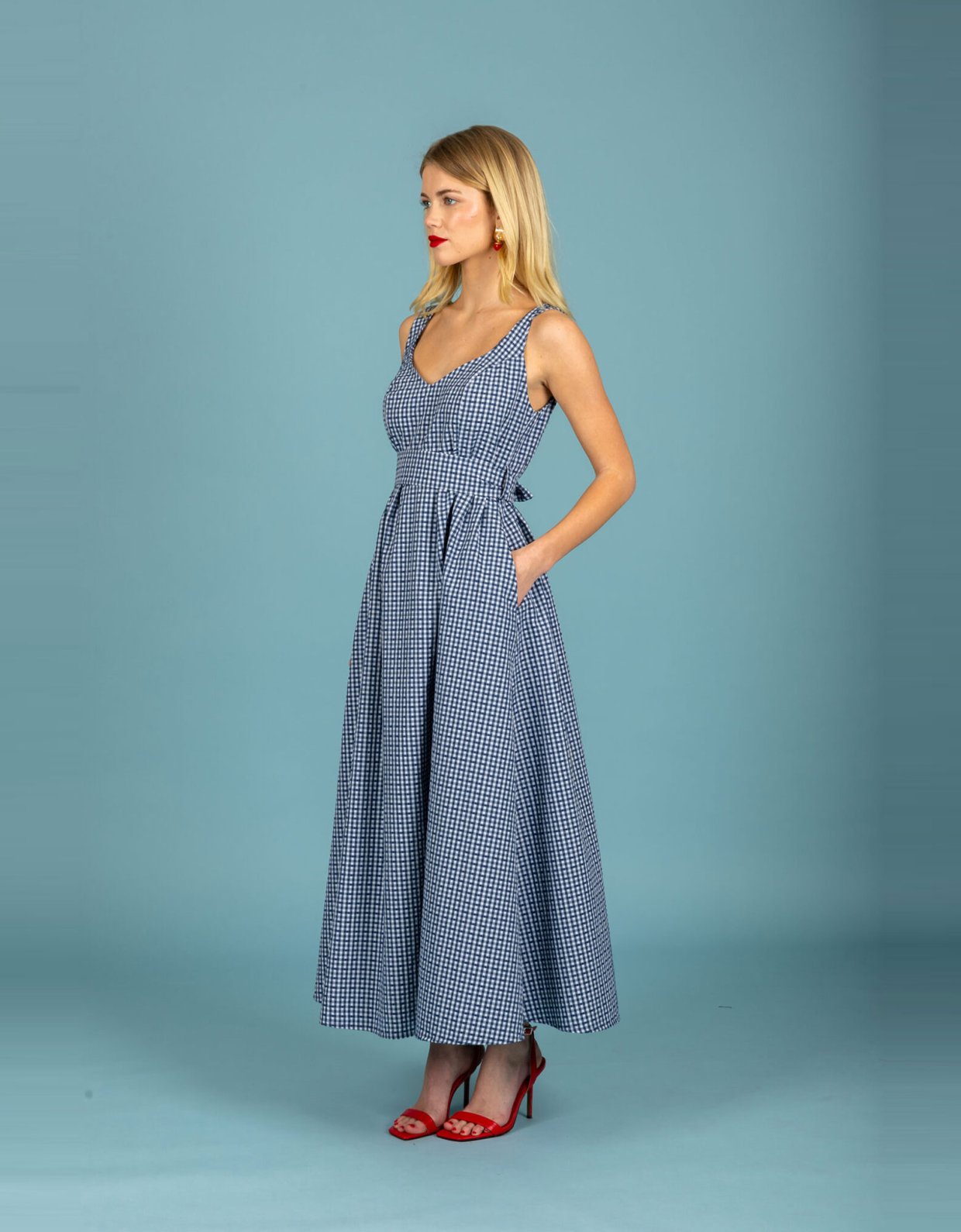 Chaton Aelia poplin dress blue