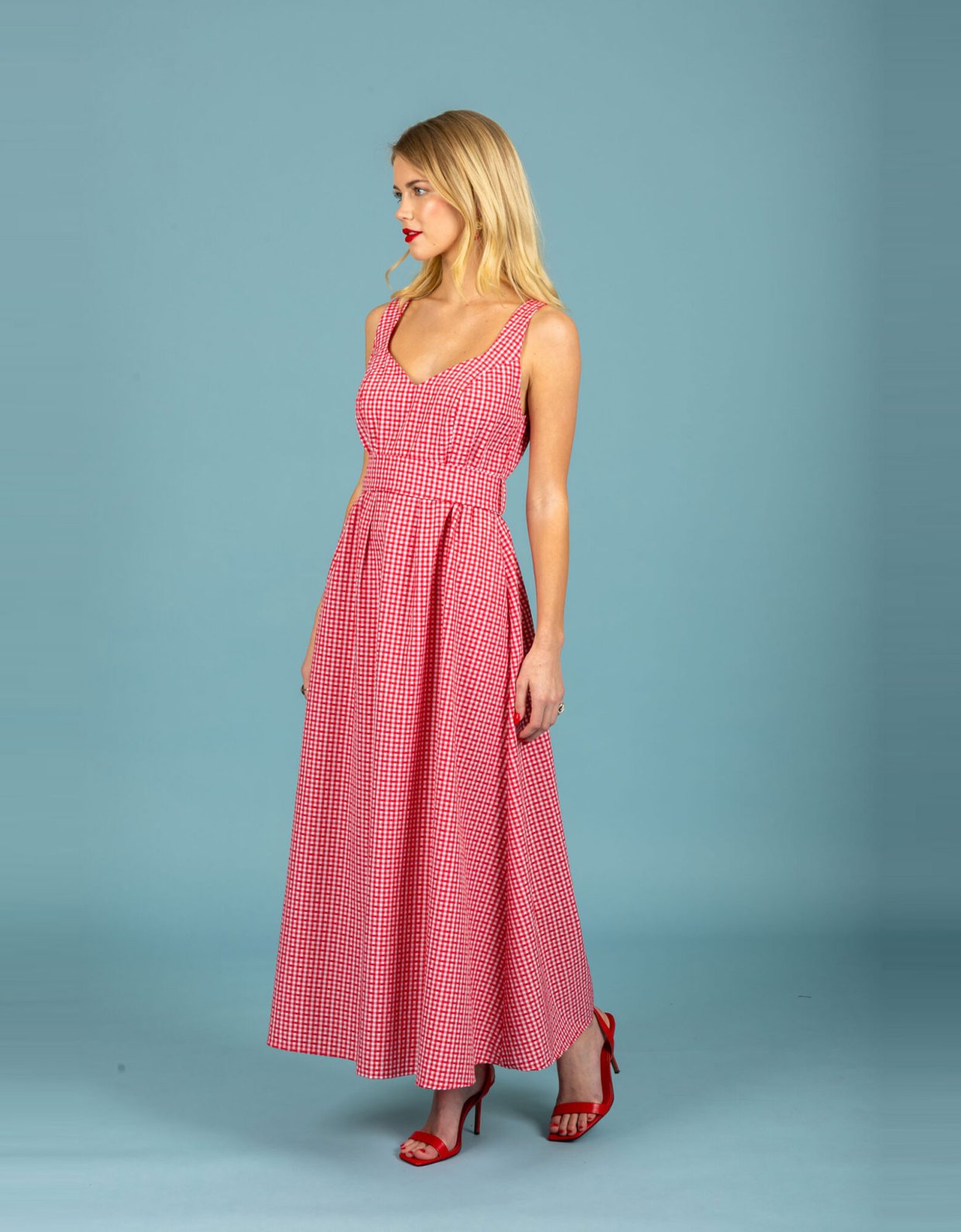 Chaton Aelia poplin dress red