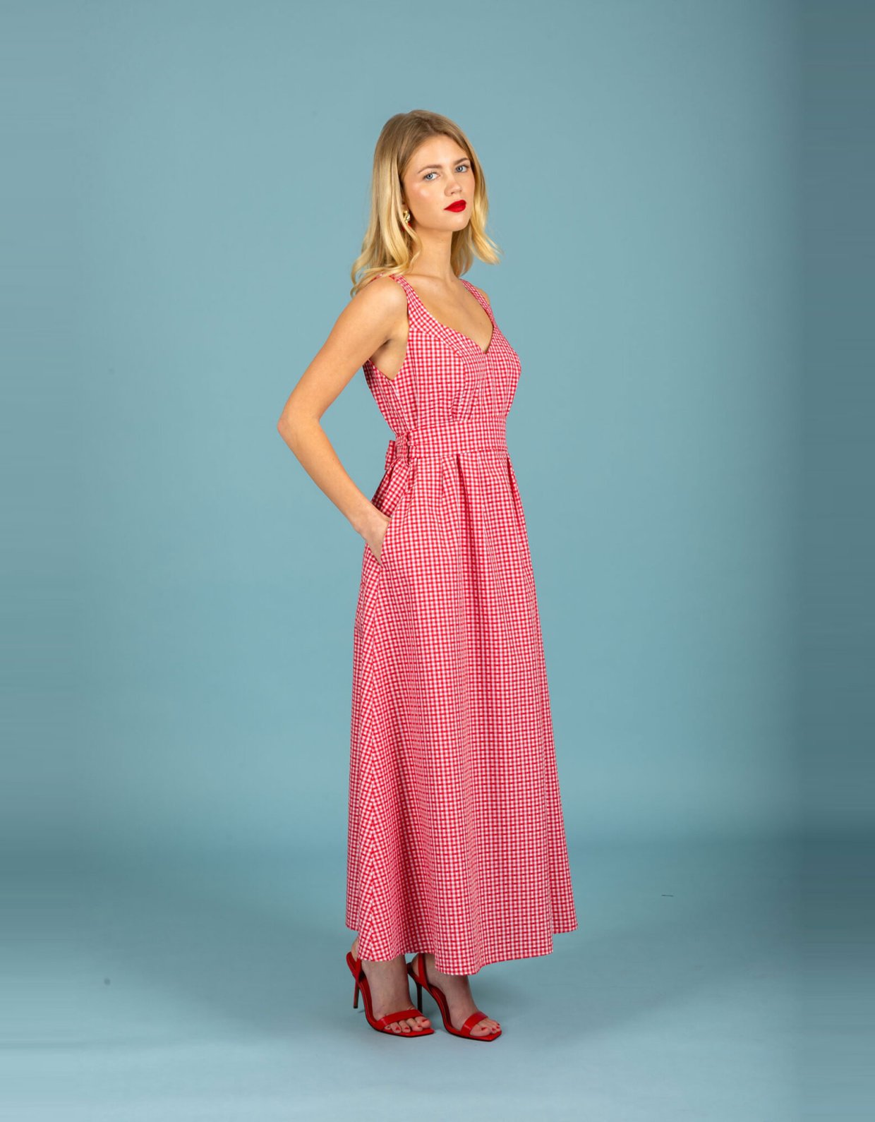 Chaton Aelia poplin dress red
