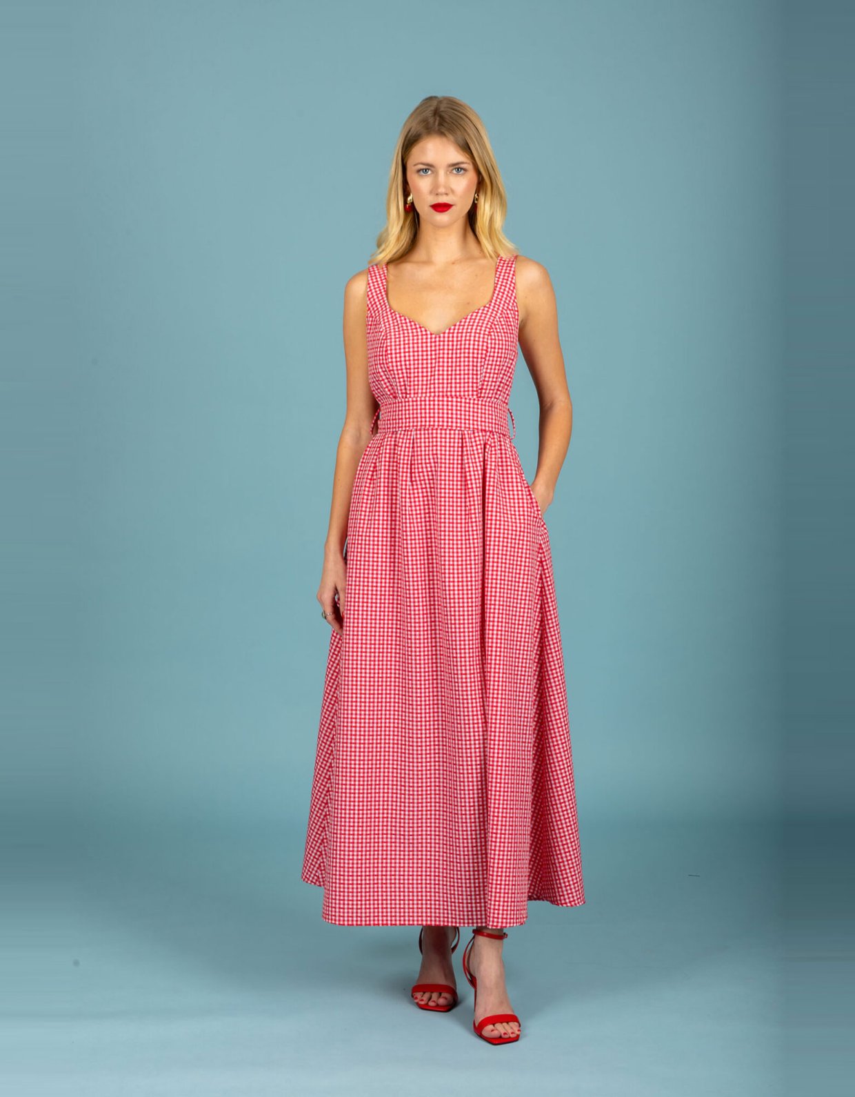 Chaton Aelia poplin dress red