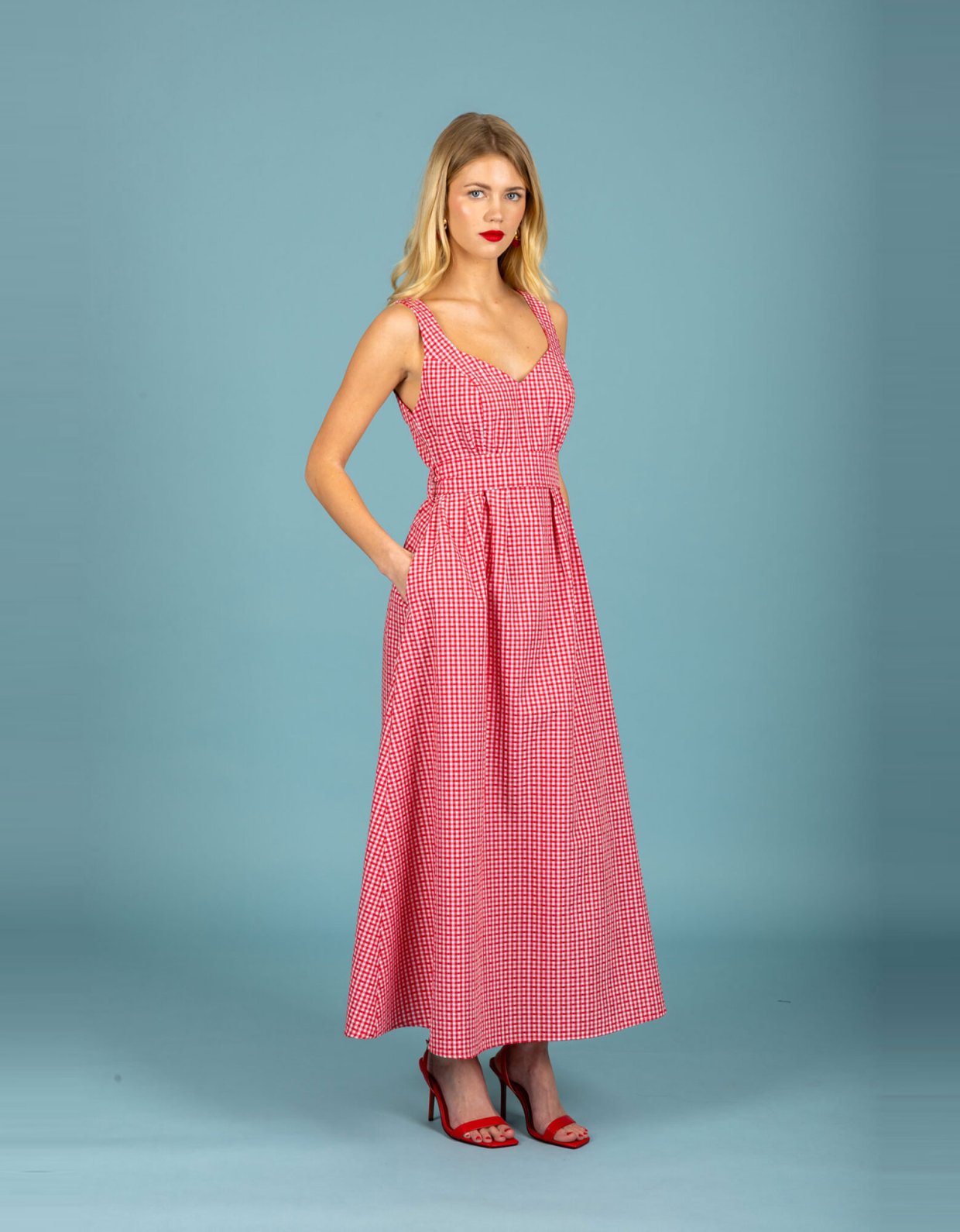 Chaton Aelia poplin dress red