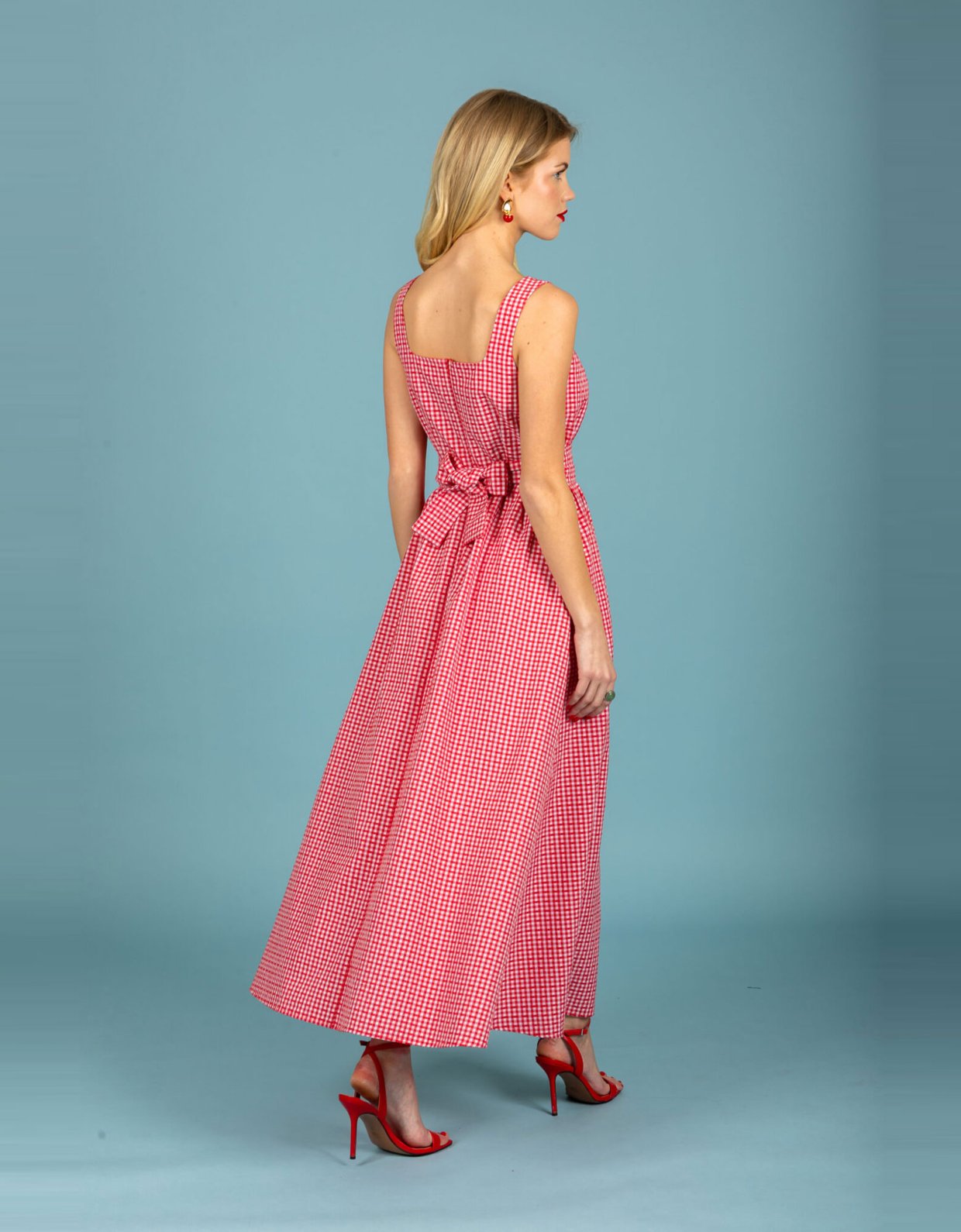 Chaton Aelia poplin dress red