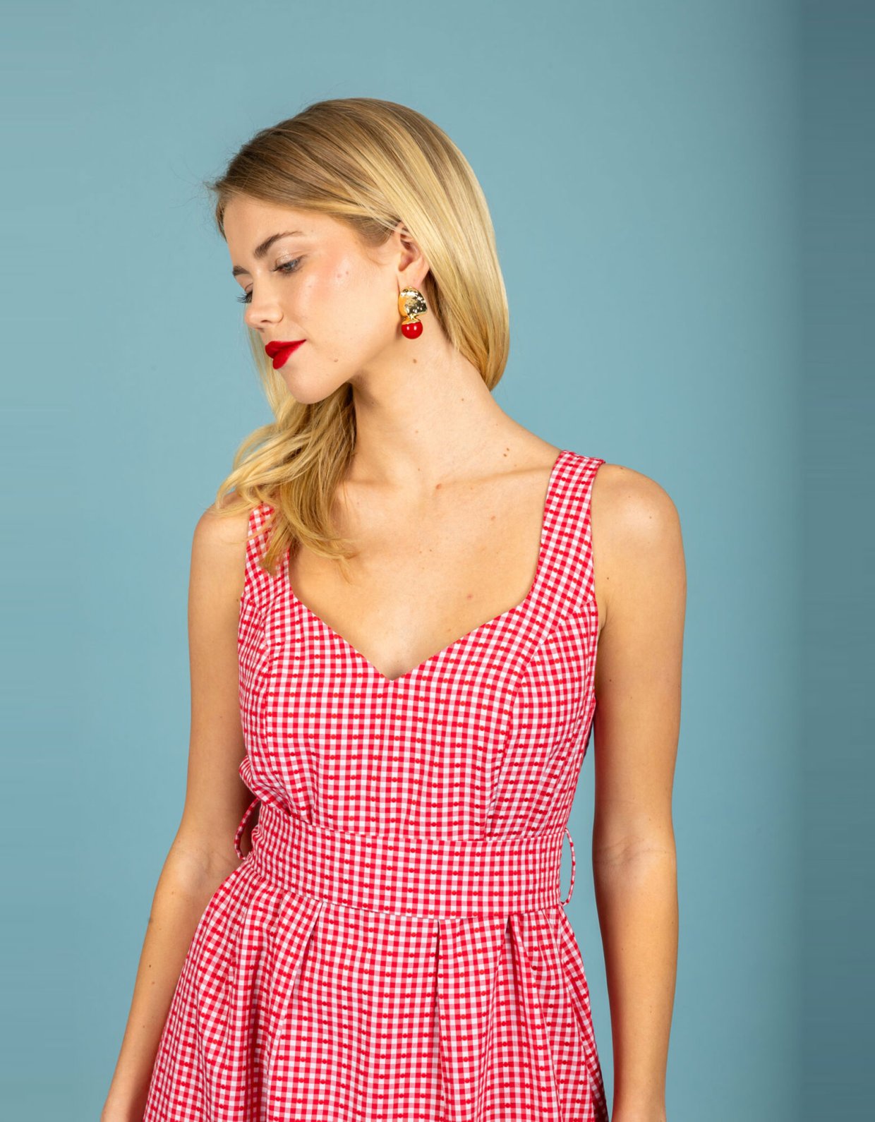 Chaton Aelia poplin dress red