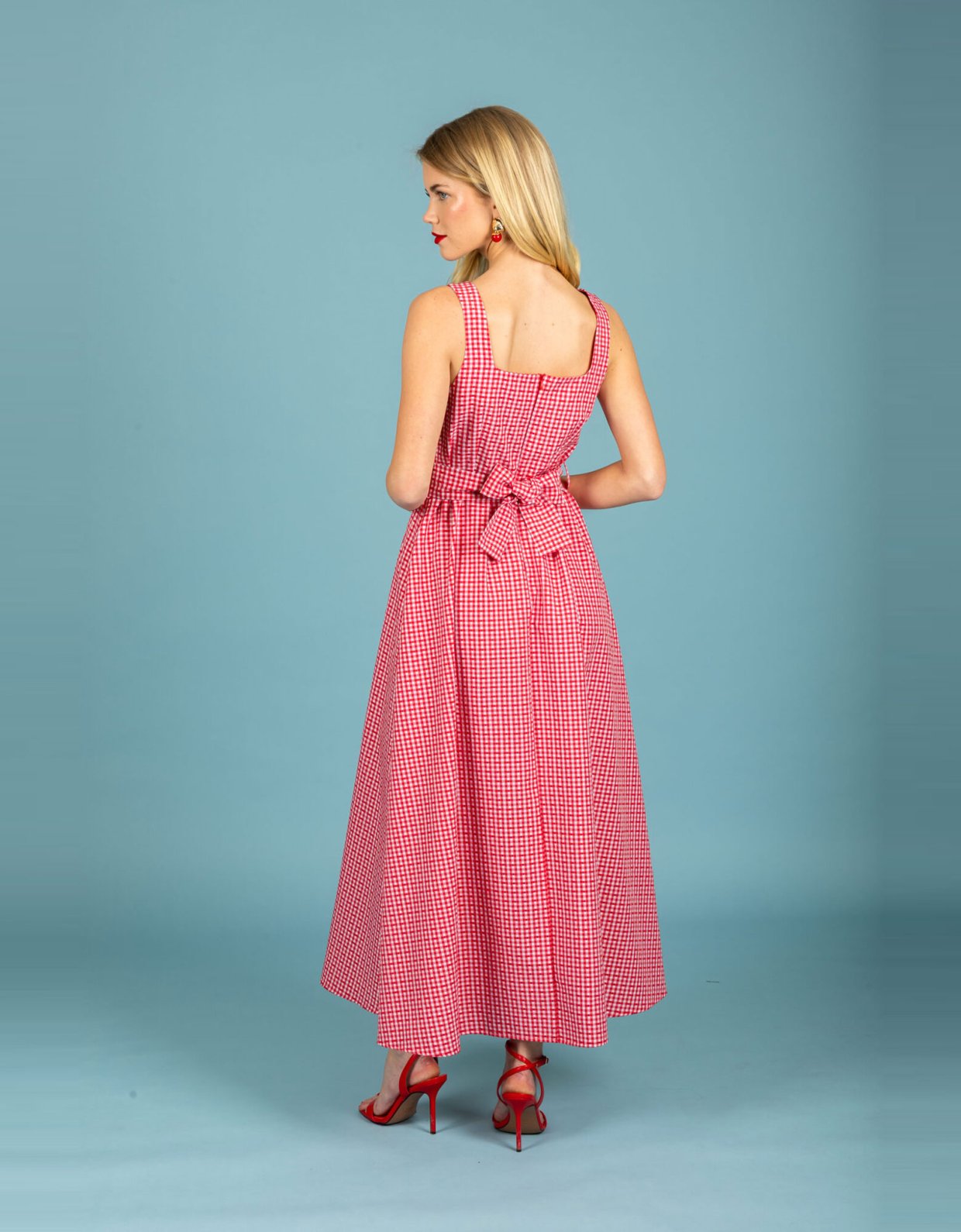 Chaton Aelia poplin dress red