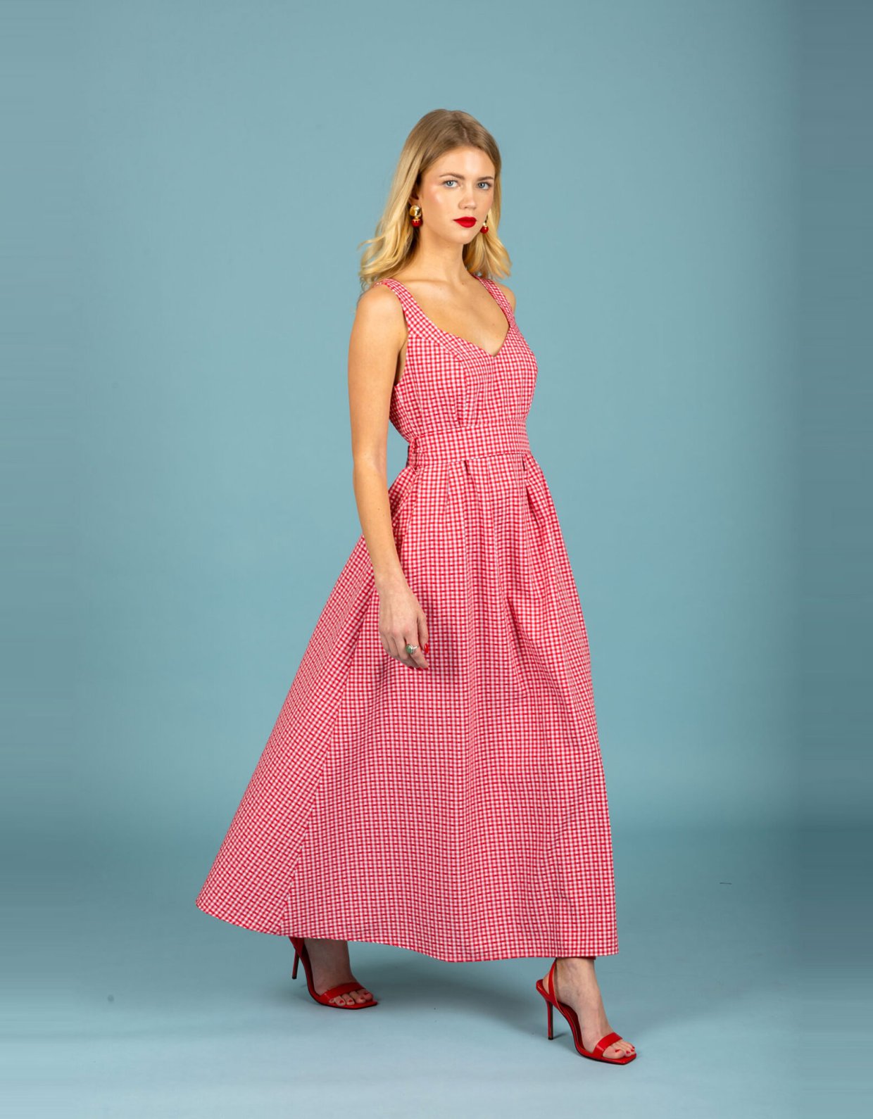 Chaton Aelia poplin dress red