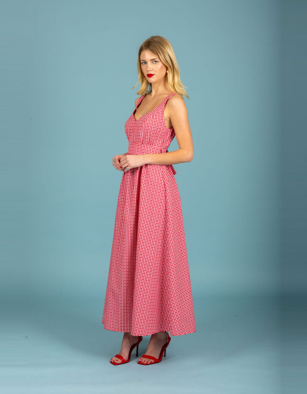 Chaton Aelia poplin dress red