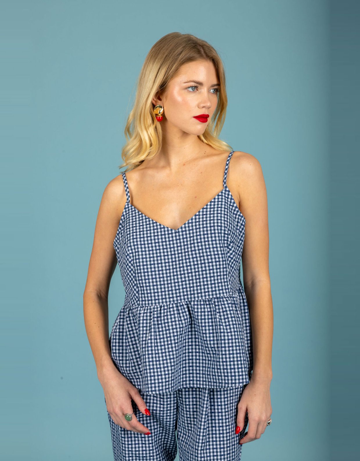 Chaton Aelia poplin top blue