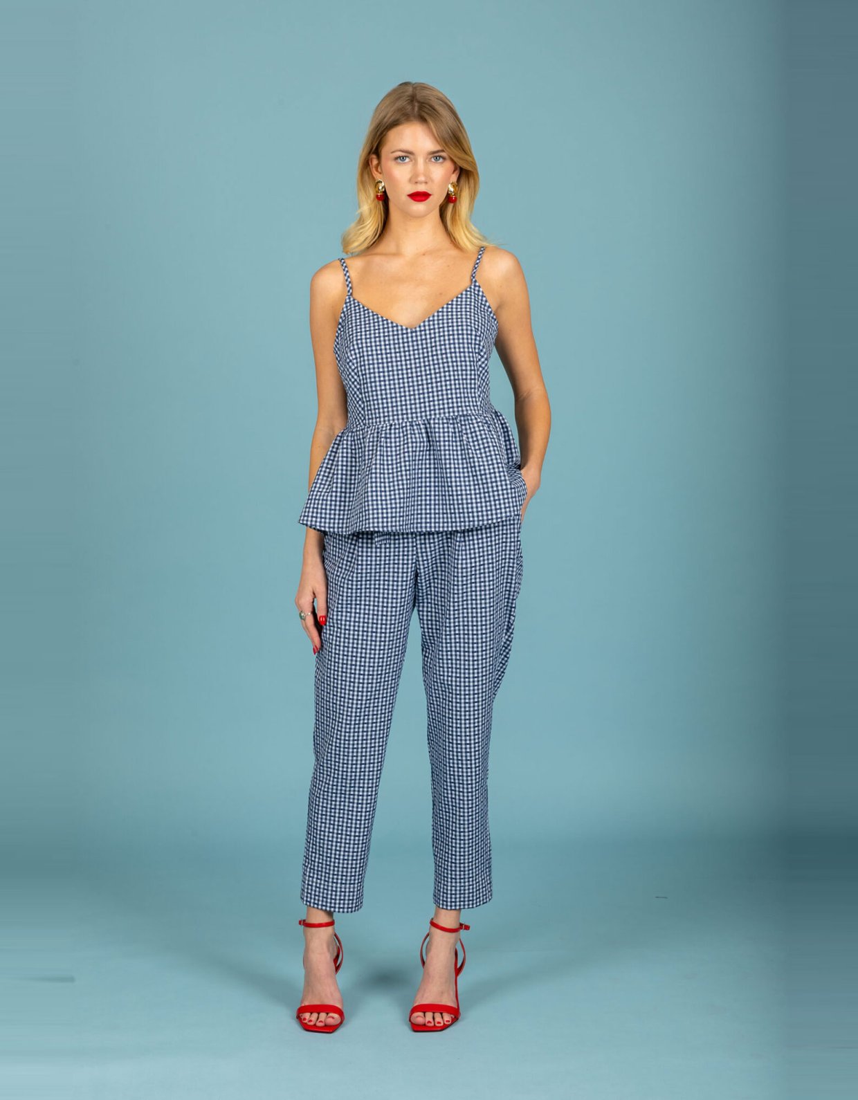 Chaton Aelia poplin top blue