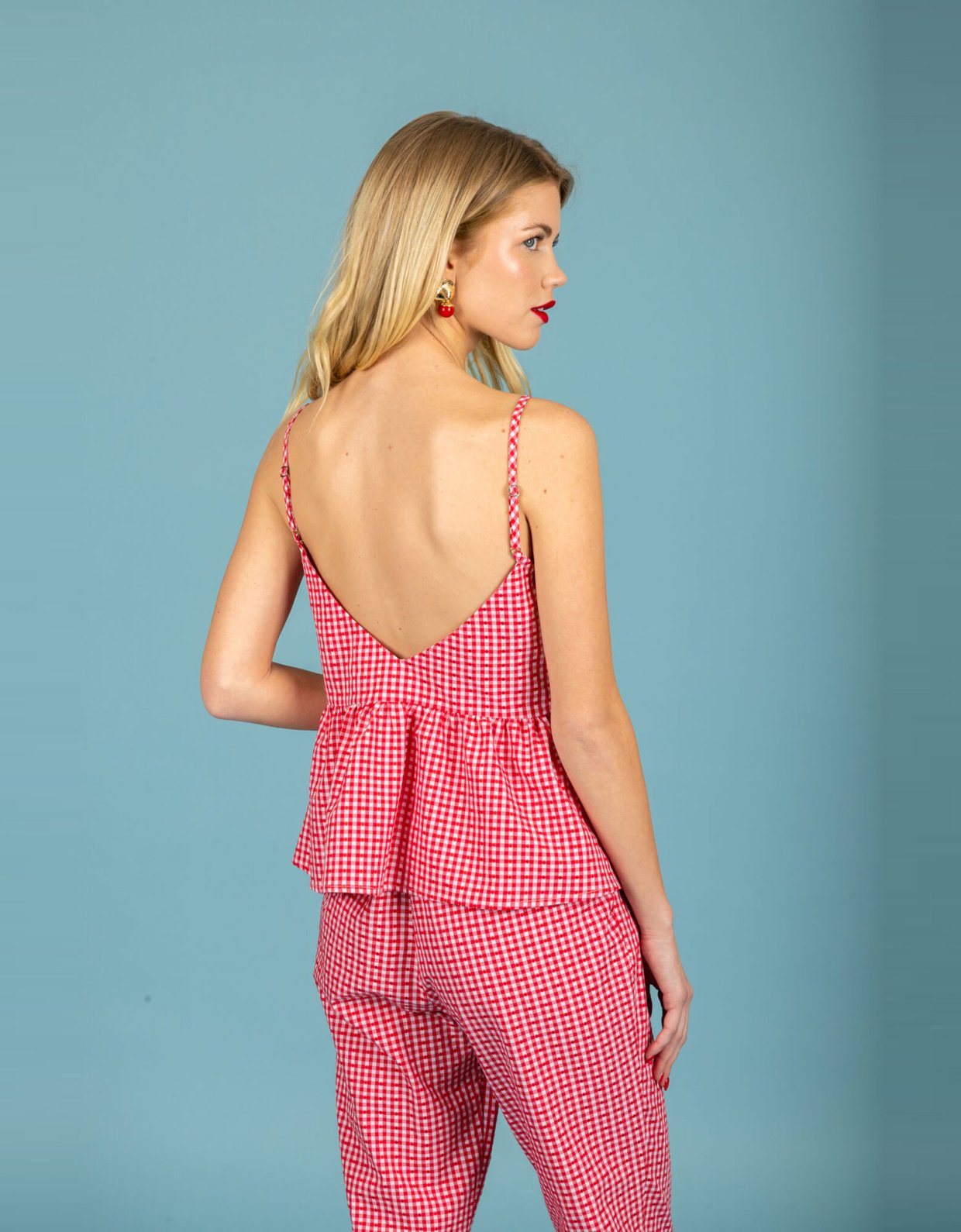 Chaton Aelia poplin top red