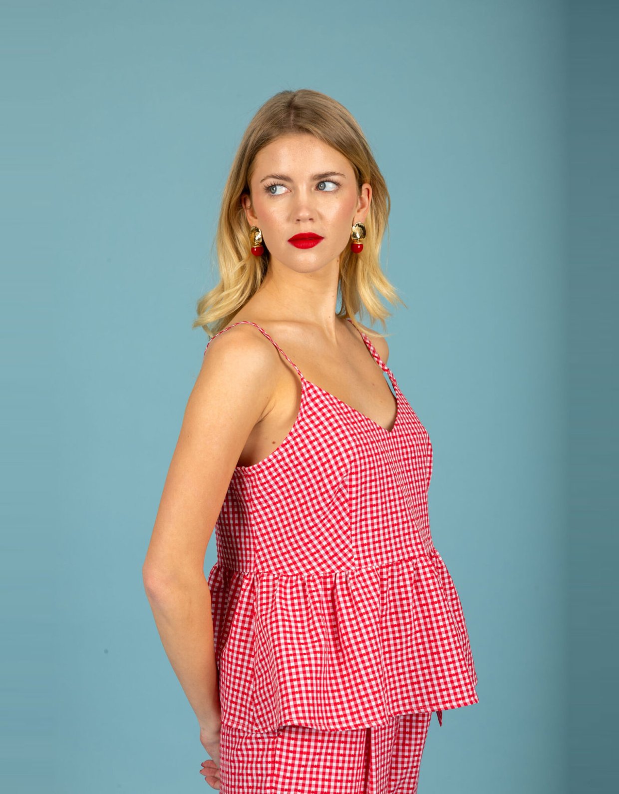 Chaton Aelia poplin top red