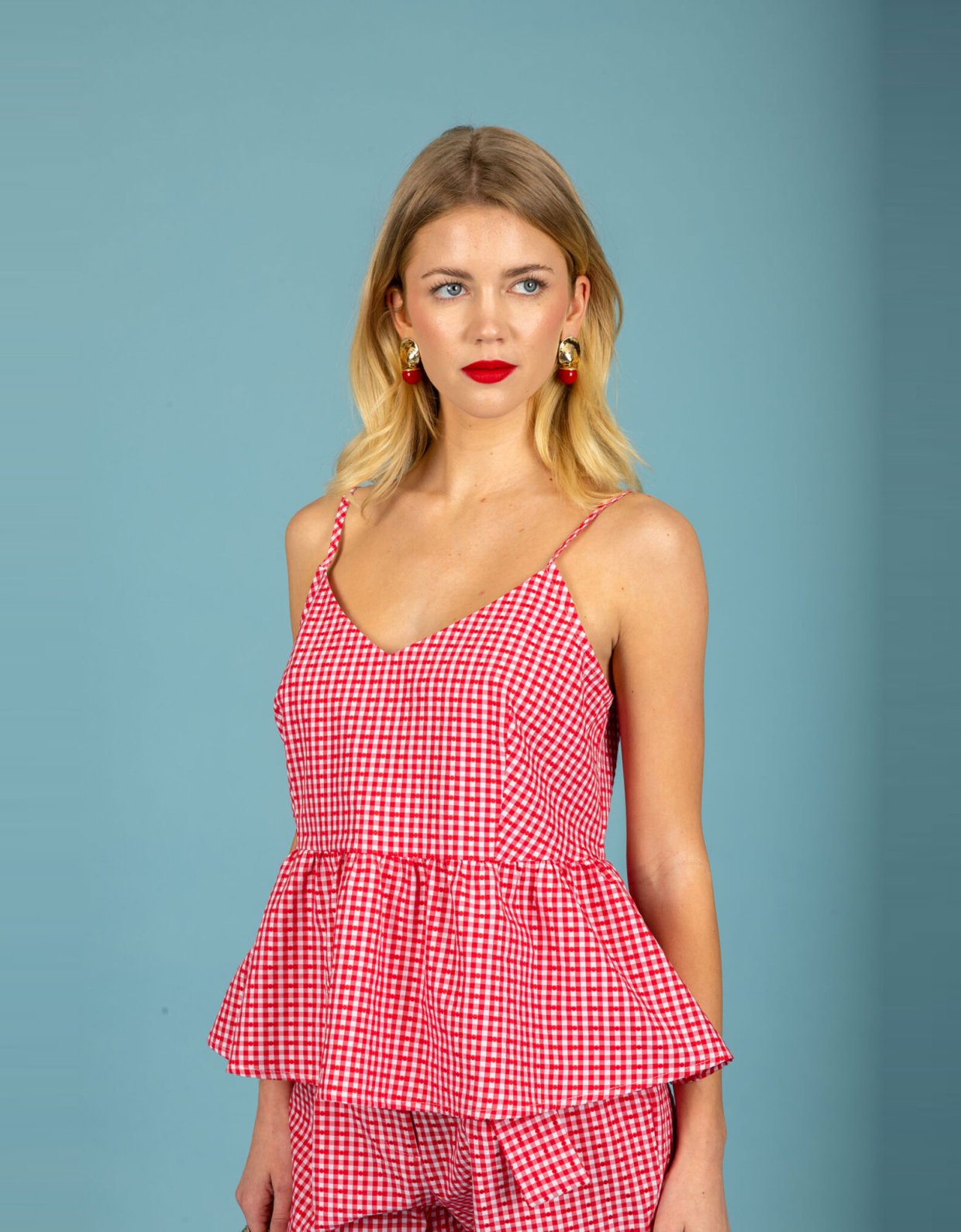 Chaton Aelia poplin top red