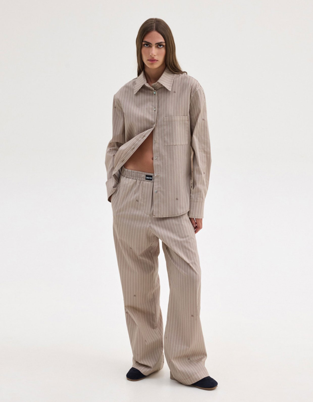 Sunset go Agnes shirt beige stripes