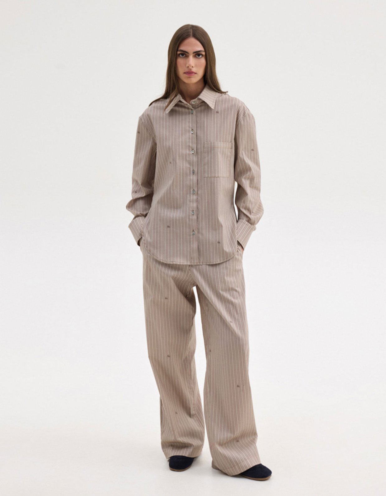 Sunset go Agnes shirt beige stripes