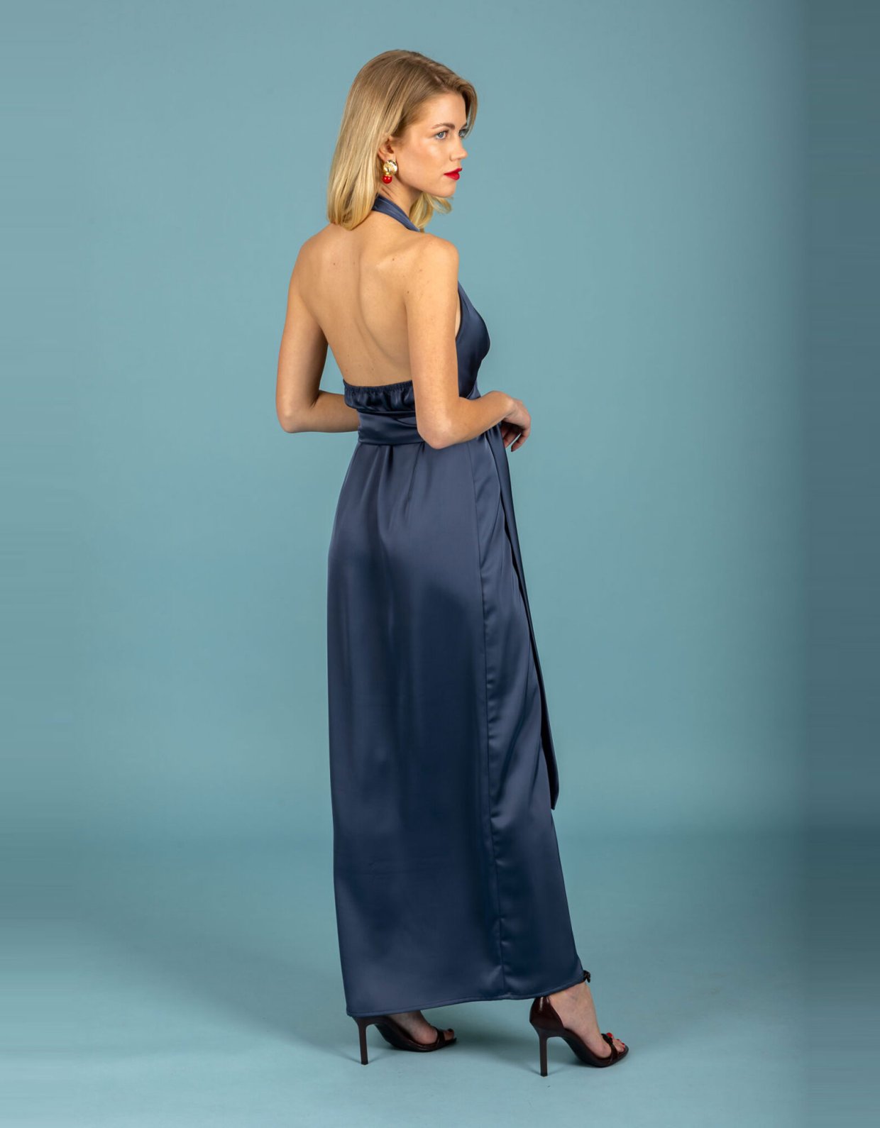 Chaton Alessia satin dress blue