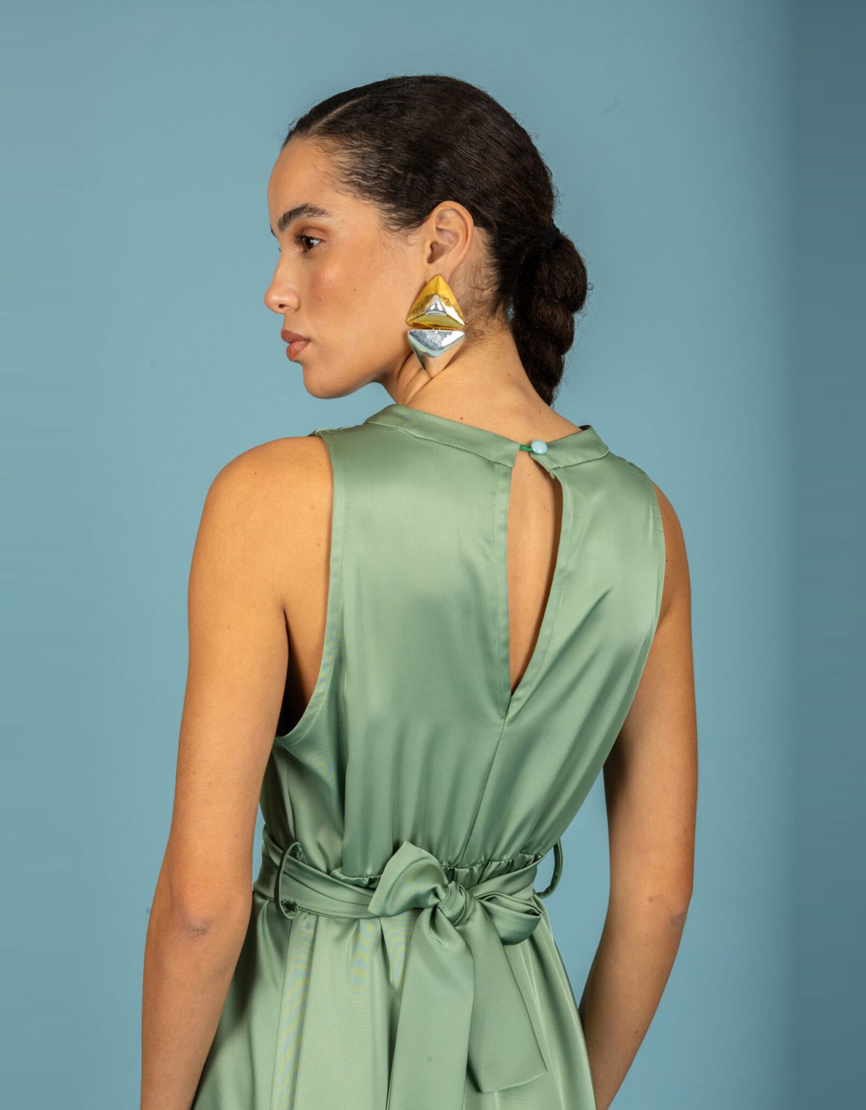 Chaton Manuel satin dress chaki