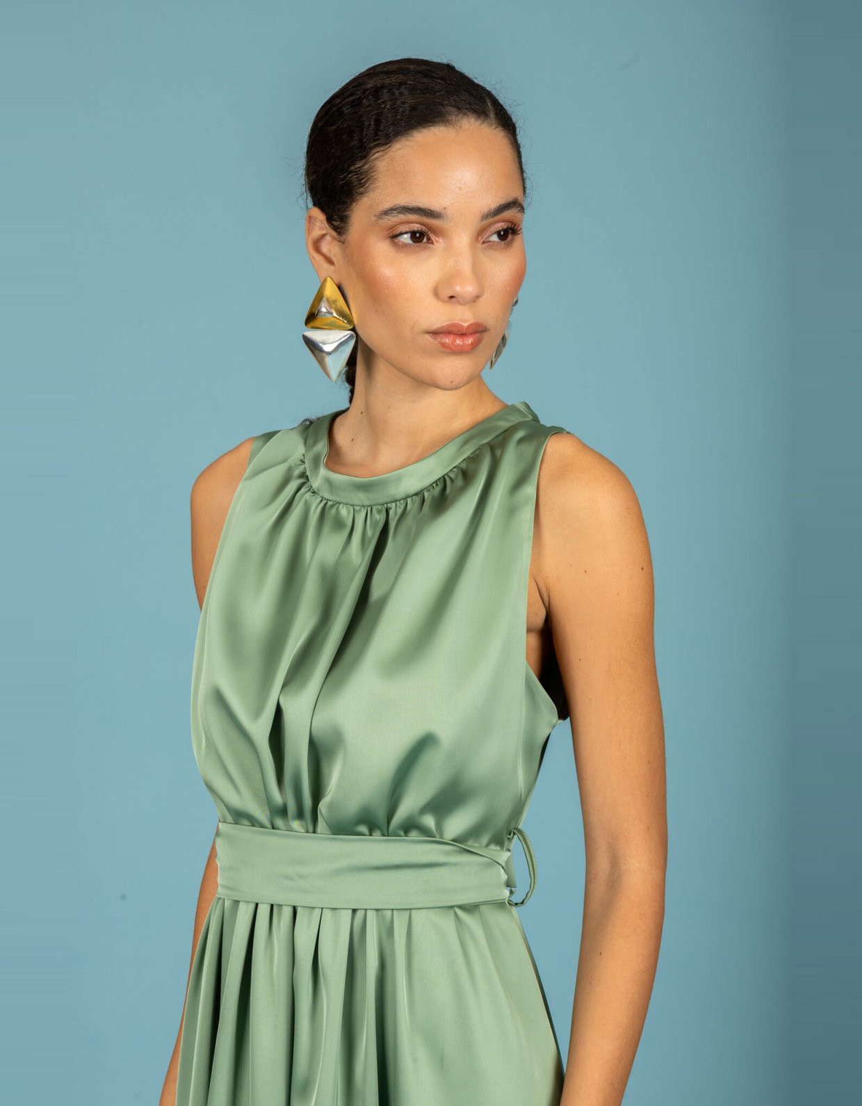 Chaton Manuel satin dress chaki