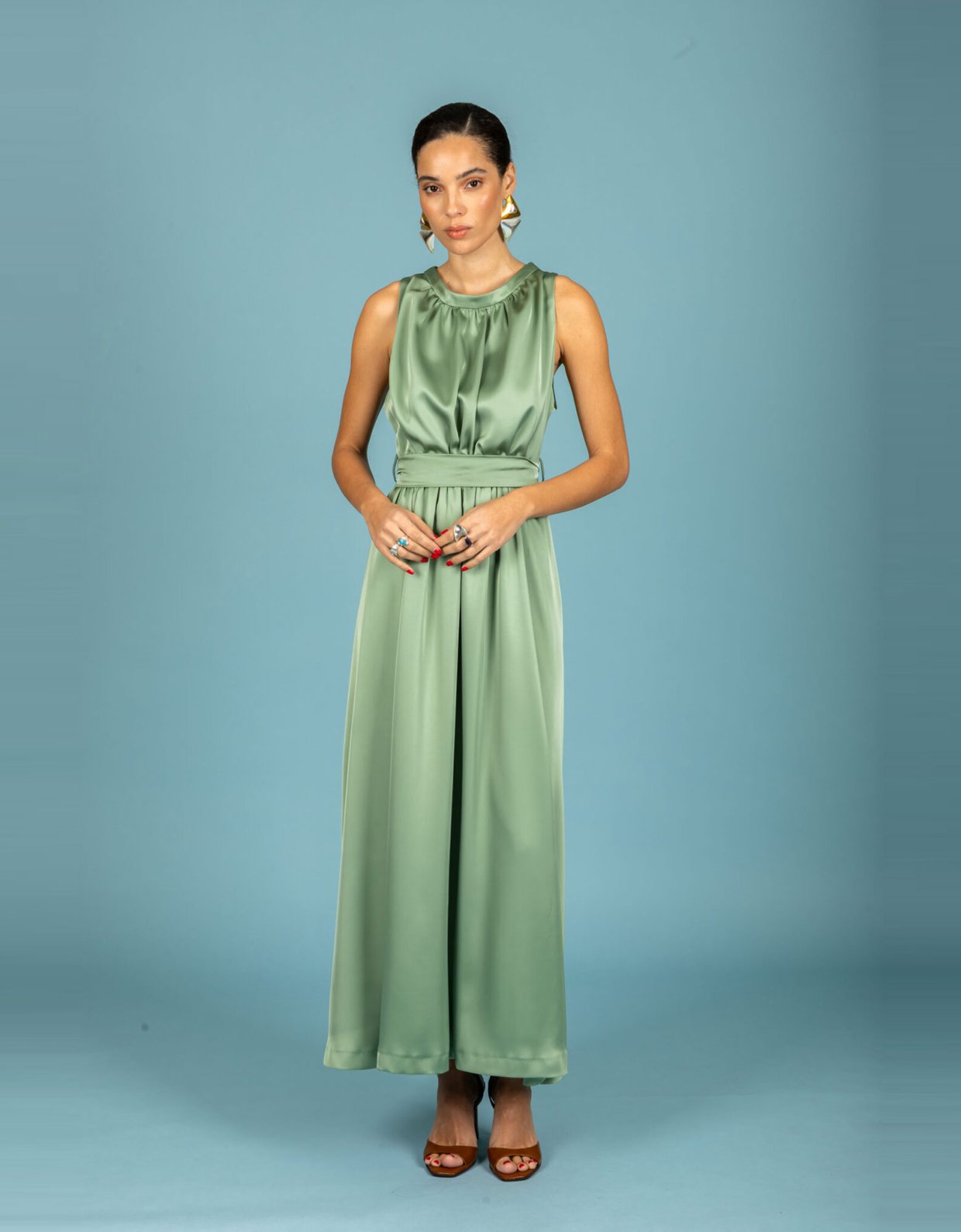 Chaton Manuel satin dress chaki