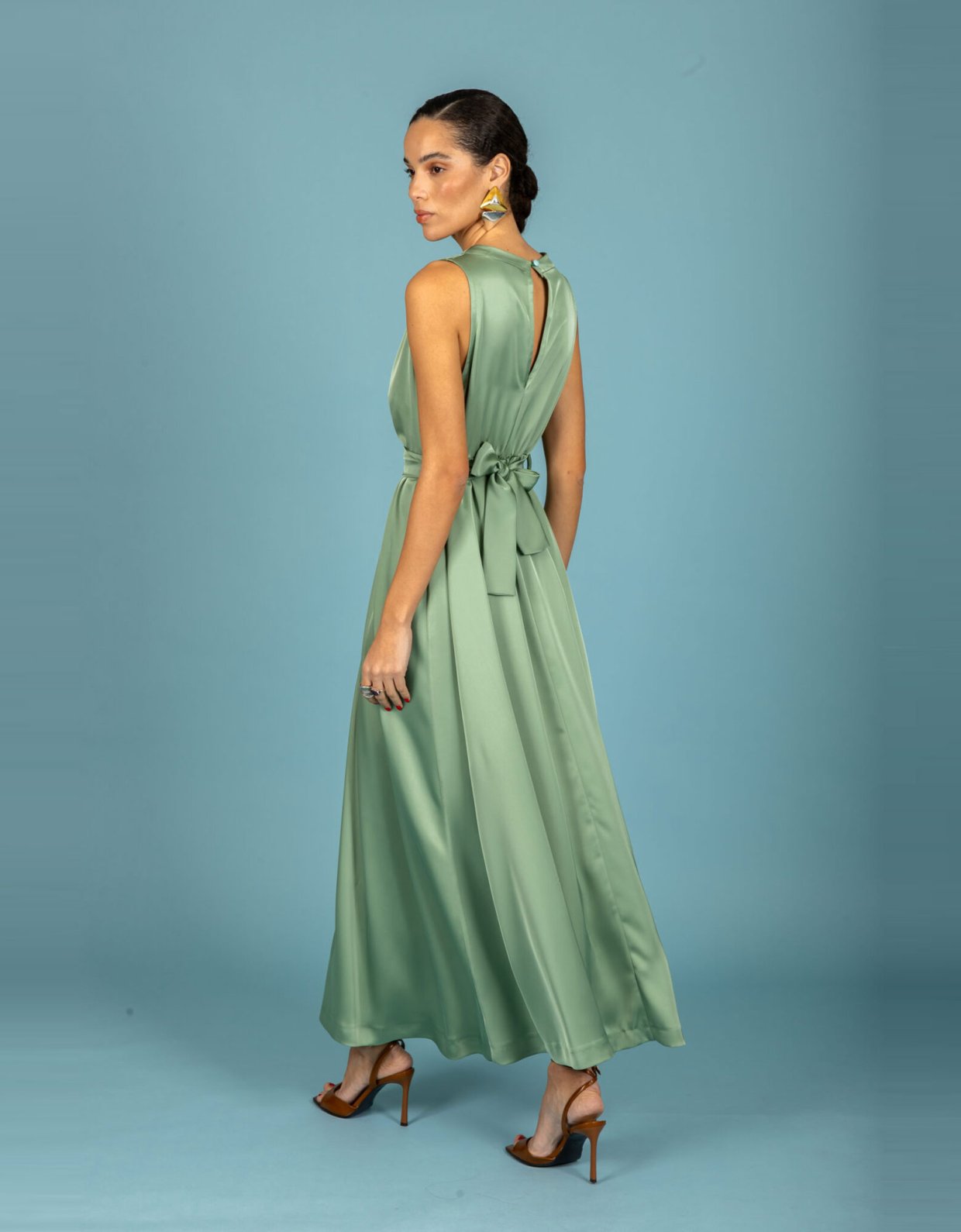 Chaton Manuel satin dress chaki