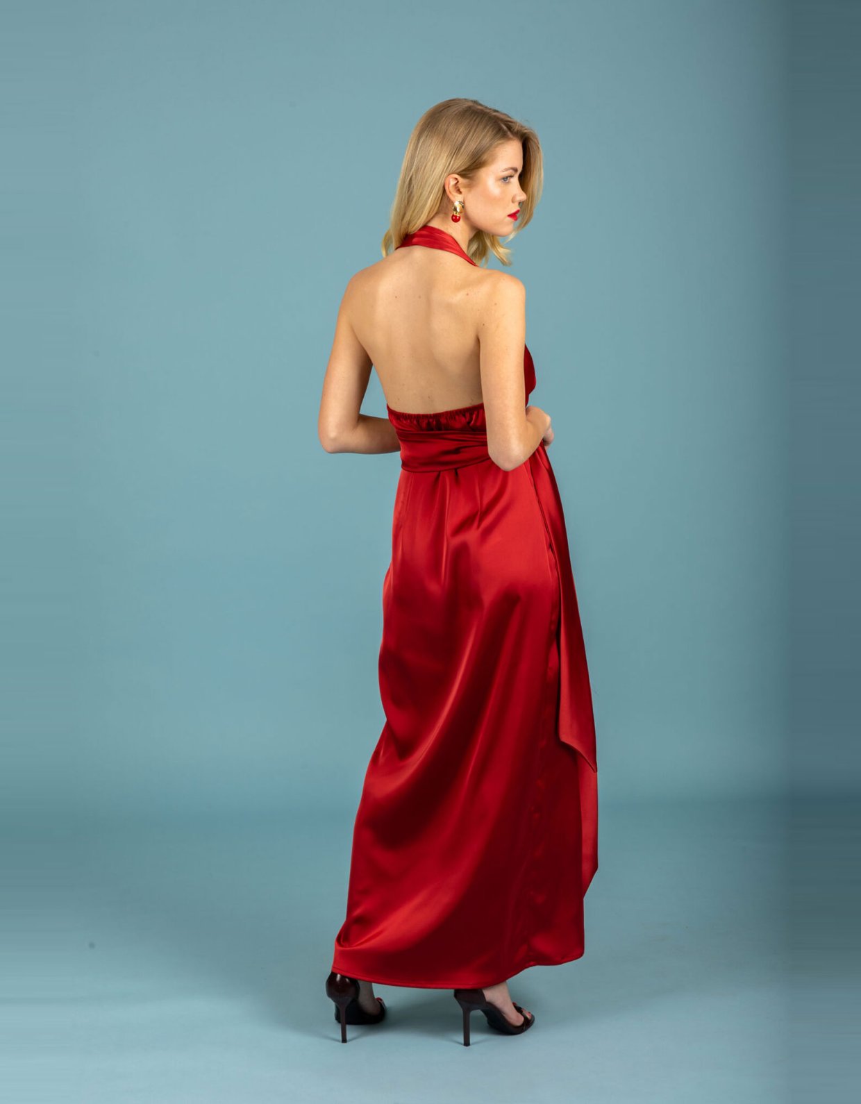 Chaton Alessia satin dress chili