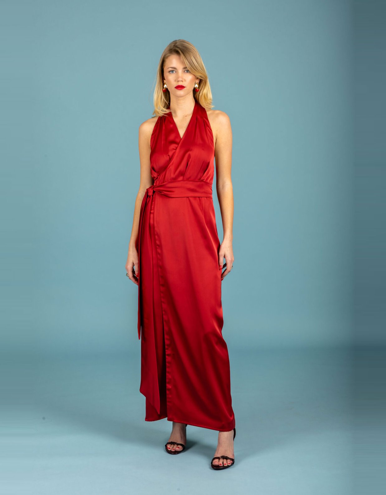 Chaton Alessia satin dress chili