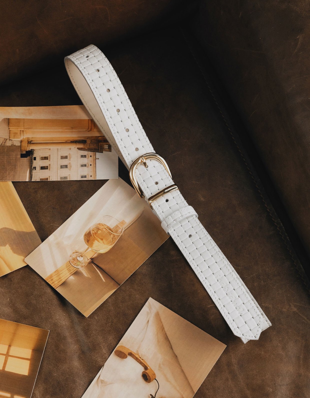 Individual Art Leather All right belt off white-gold