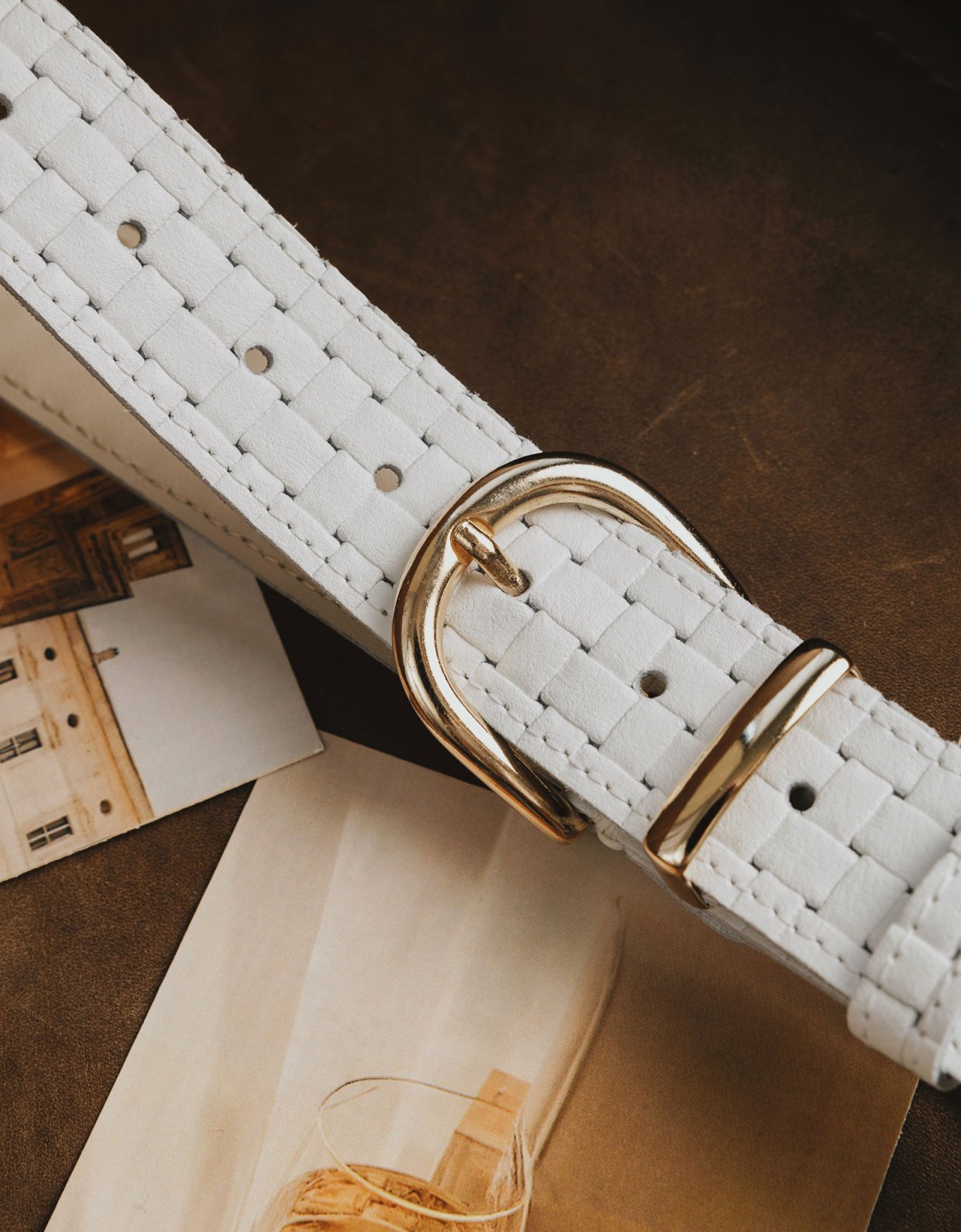 Individual Art Leather All right belt off white-gold