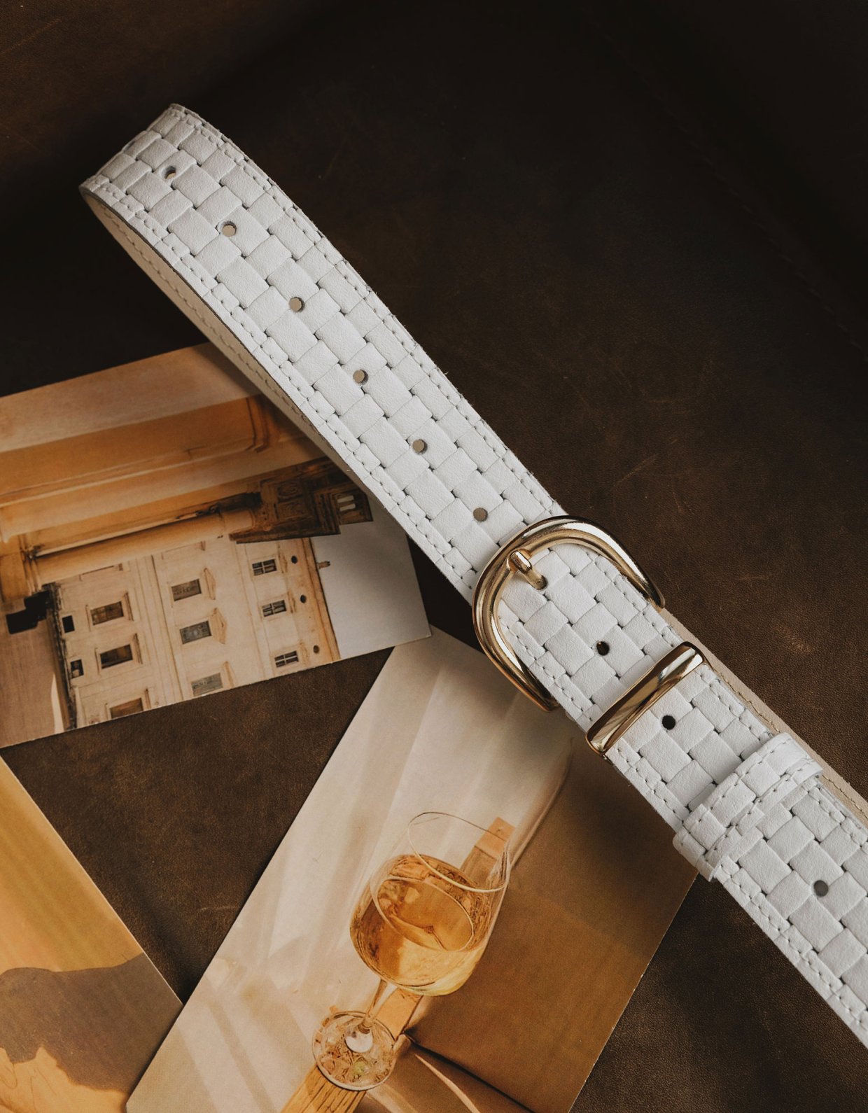 Individual Art Leather All right belt off white-gold