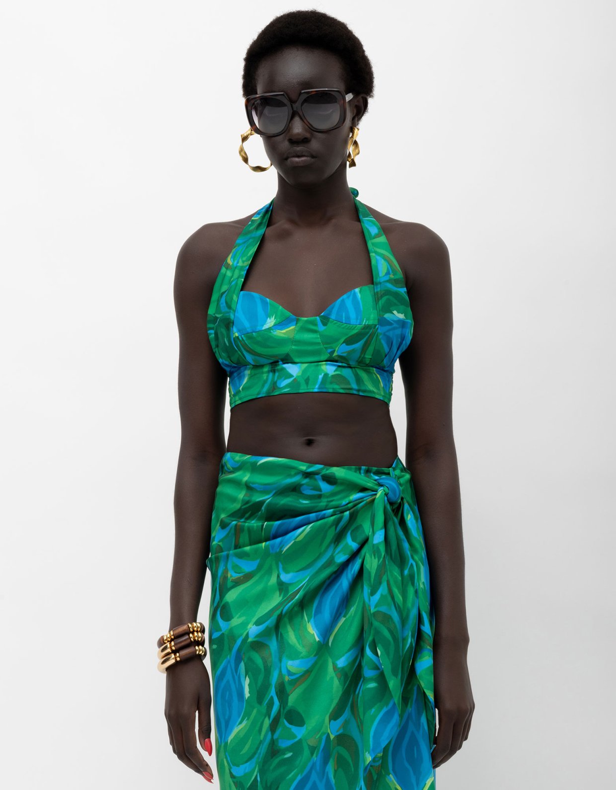 Mallory the label Amal skirt blue green print