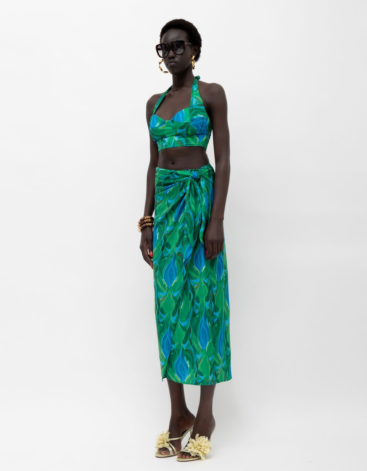 Mallory the label Amal skirt blue green print
