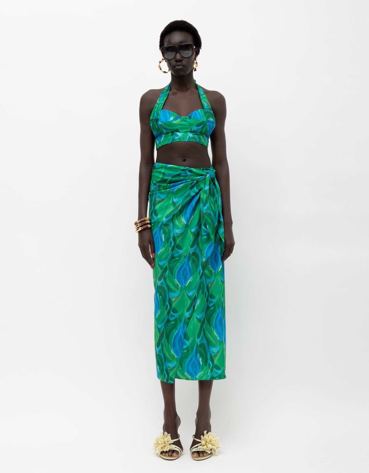 Mallory the label Amal skirt blue green print