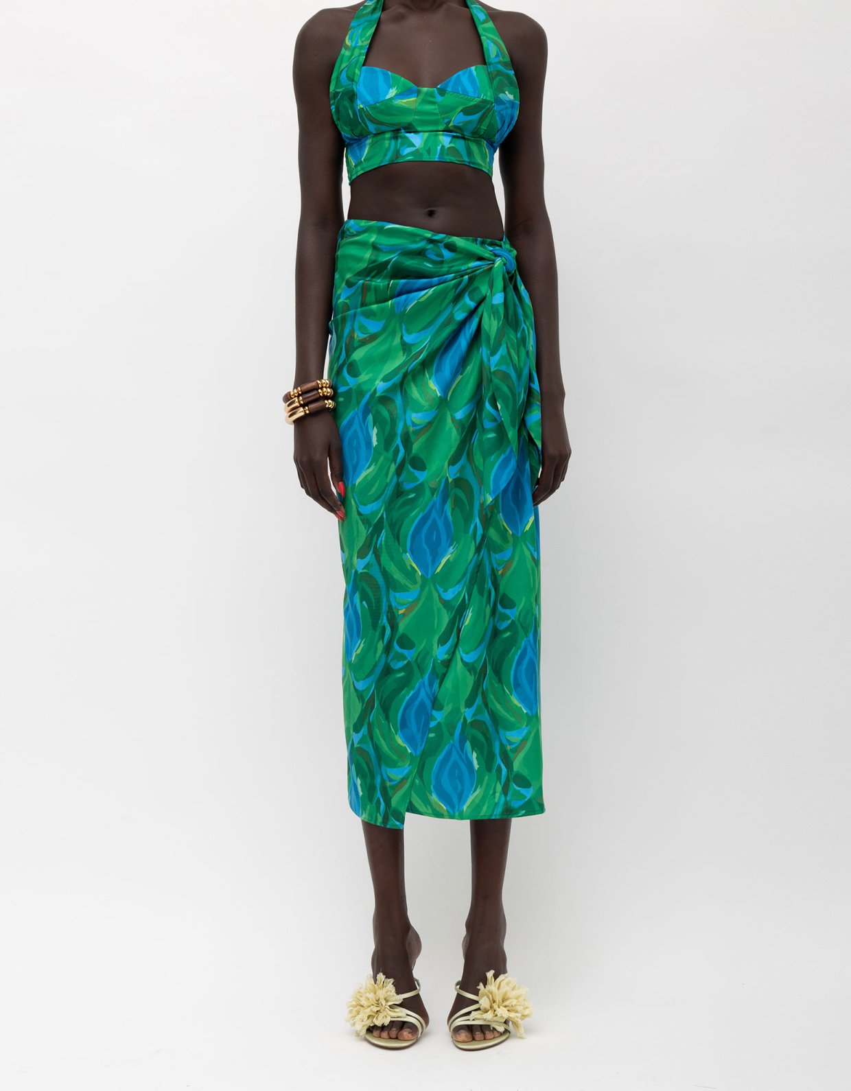 Mallory the label Amal skirt blue green print