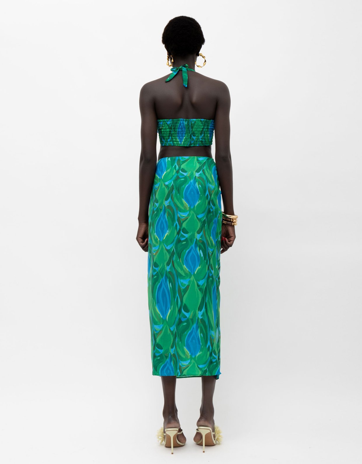 Mallory the label Amal top blue green print