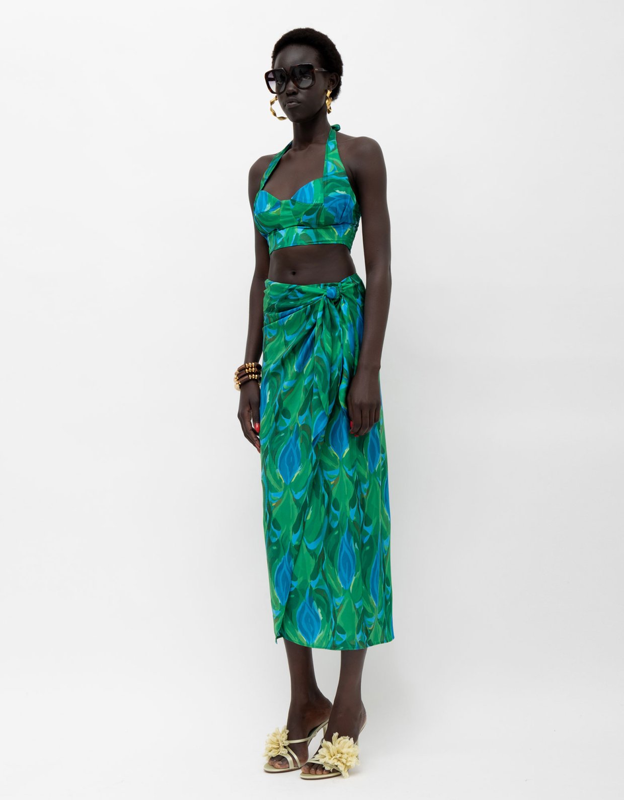 Mallory the label Amal top blue green print