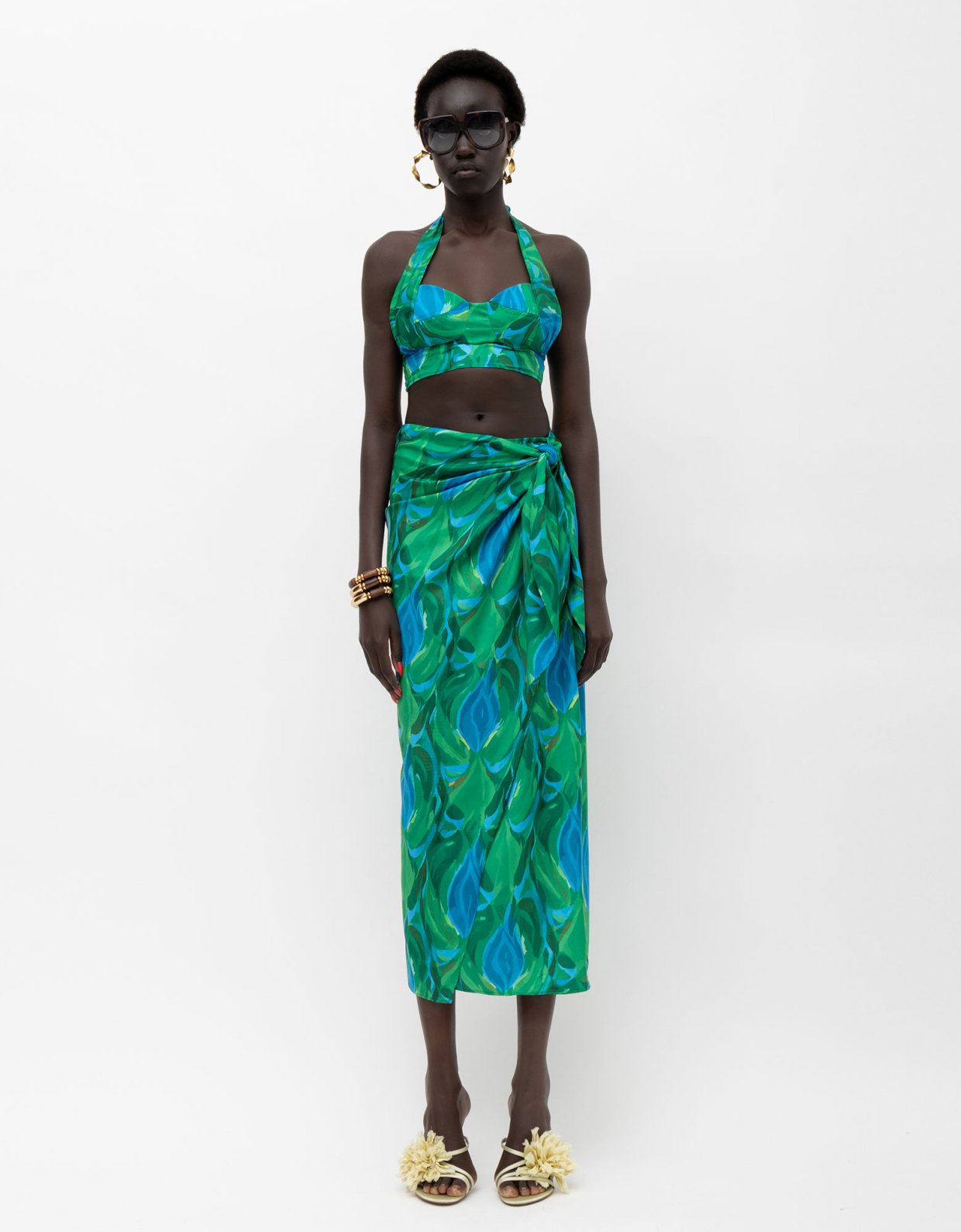 Mallory the label Amal top blue green print