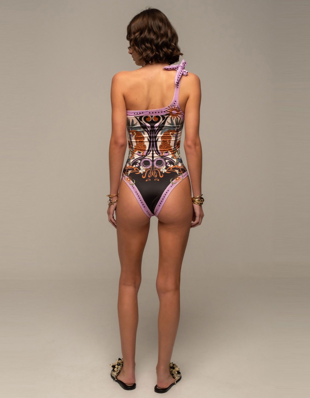 Peace and Chaos Ancestress one shoulder swimsuit