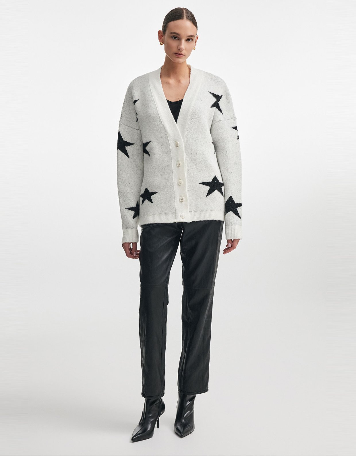 Nadia Rapti Astrowild knitted cardigan white black