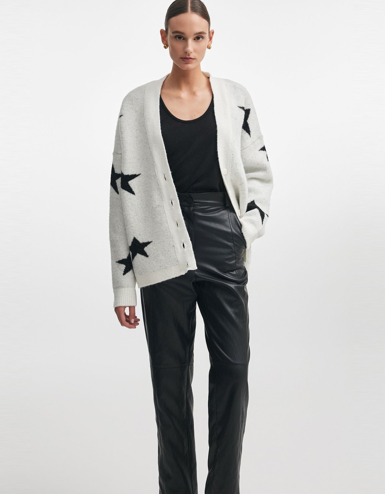 Nadia Rapti Astrowild knitted cardigan white black