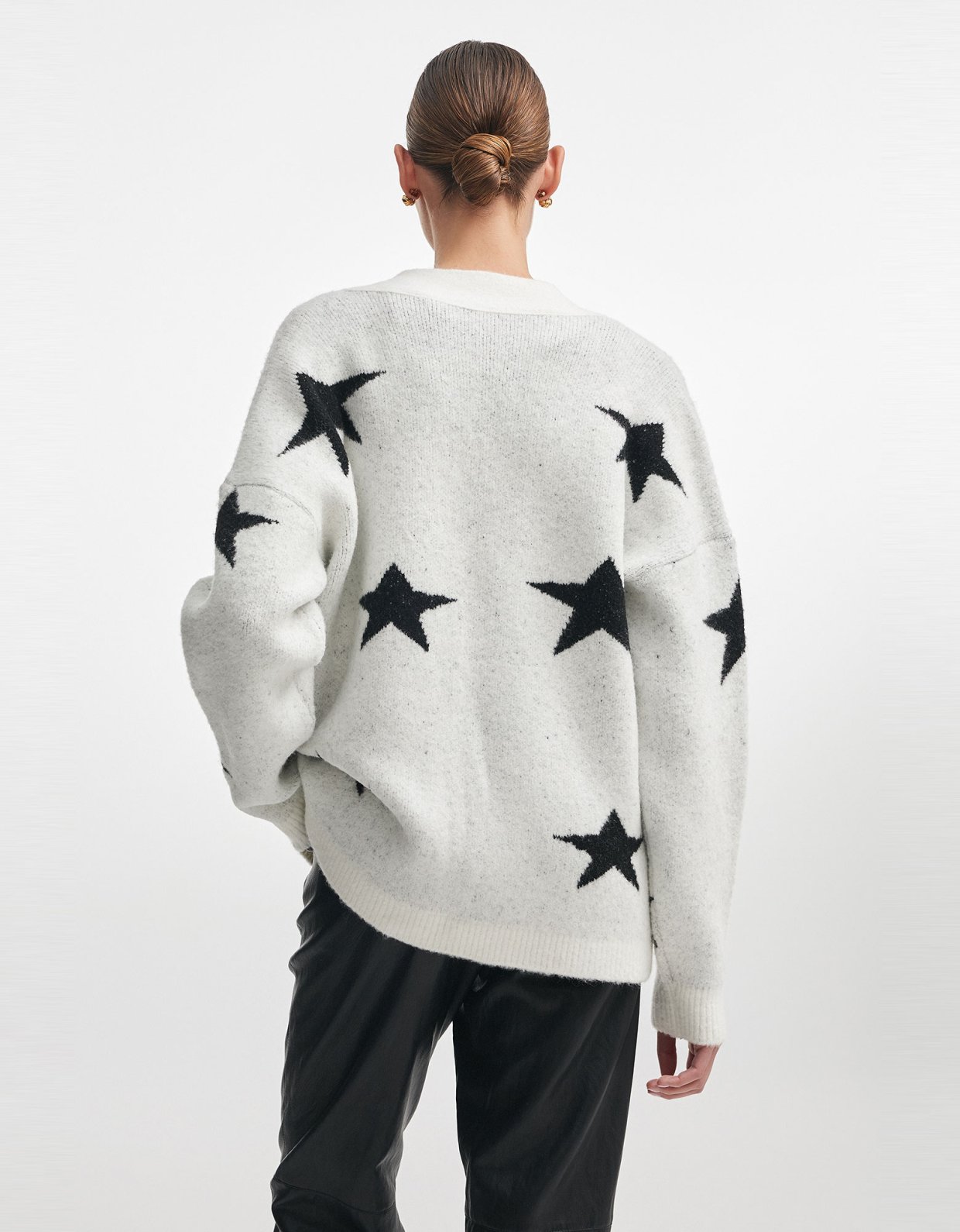 Nadia Rapti Astrowild knitted cardigan white black