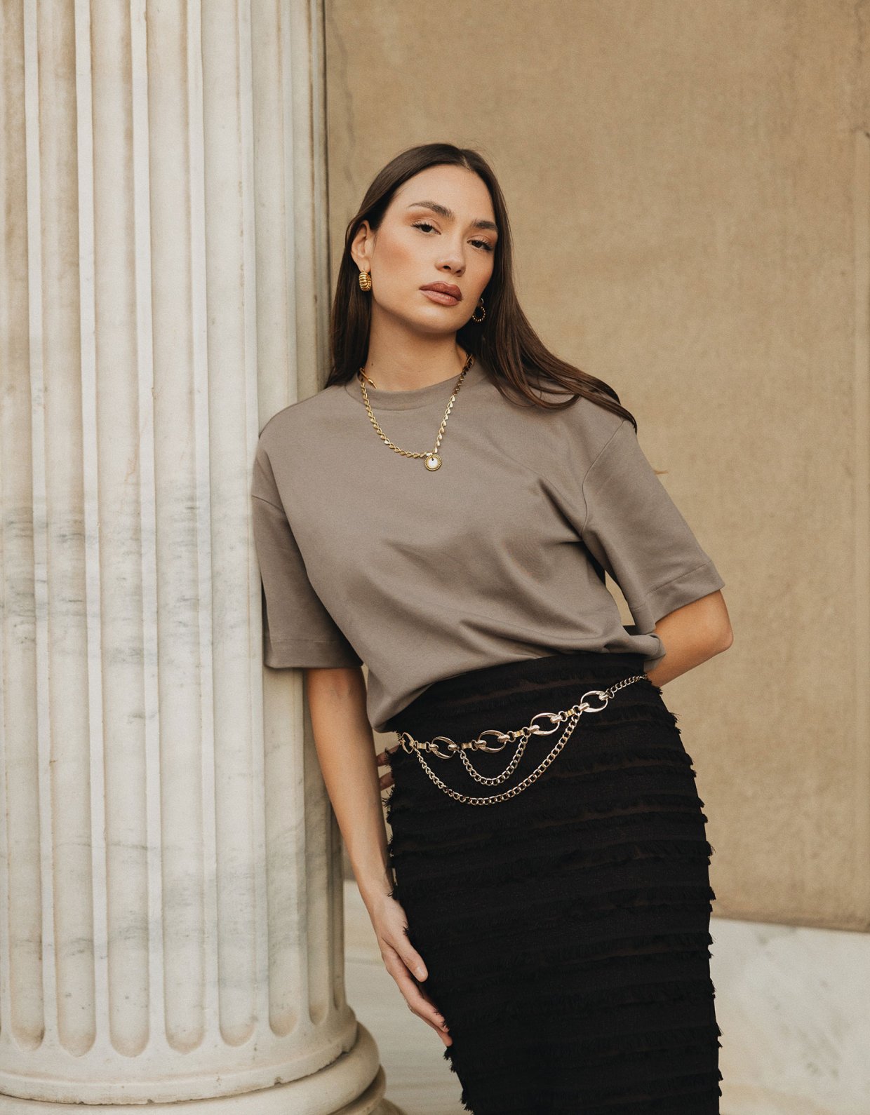 Individual Art Leather Aurora chain belt nickel
