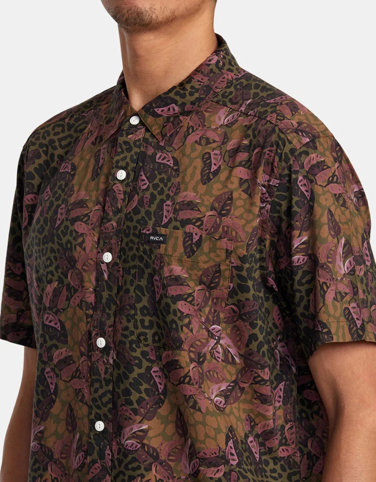 Rvca Anytime short sleeve animal printed floral shirt