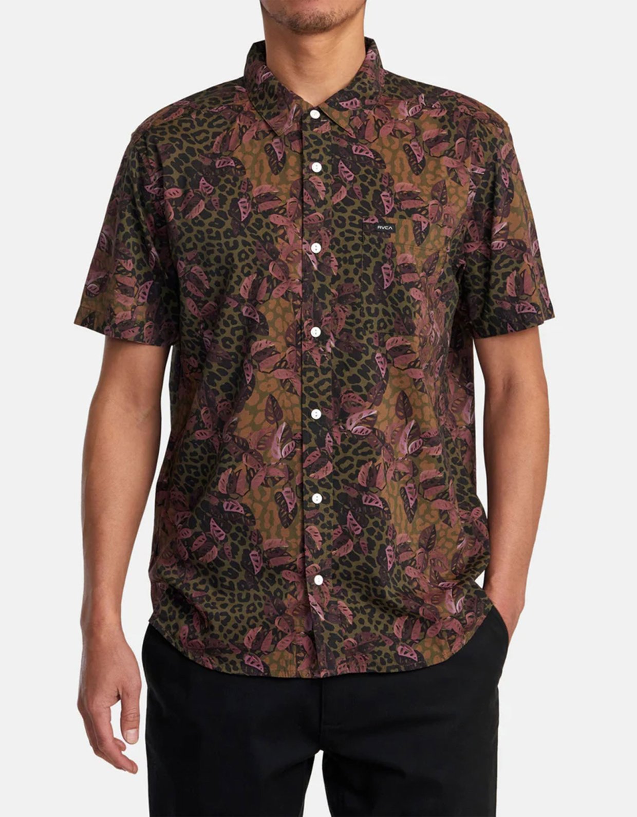 Rvca Anytime short sleeve animal printed floral shirt