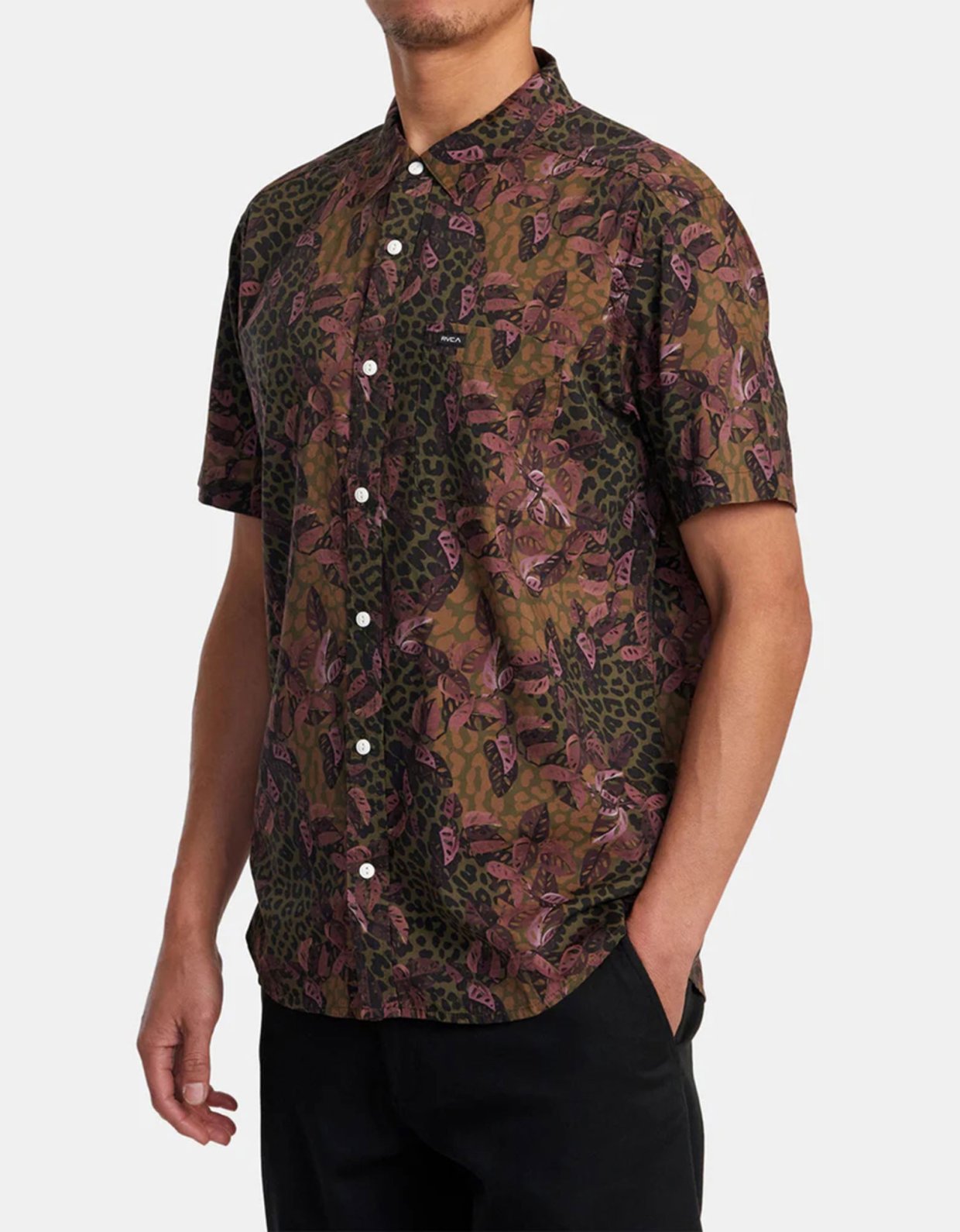 Rvca Anytime short sleeve animal printed floral shirt