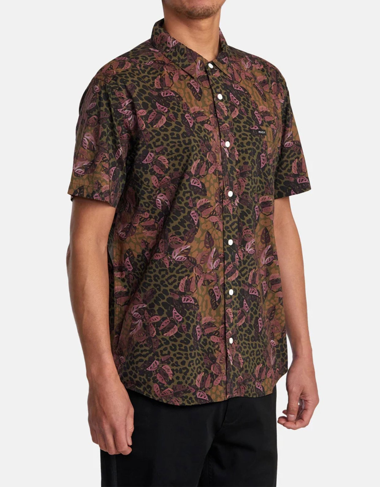 Rvca Anytime short sleeve animal printed floral shirt