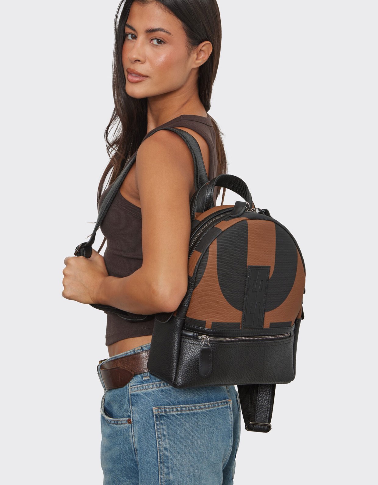 Elena Athanasiou Backpack small EA logo brown