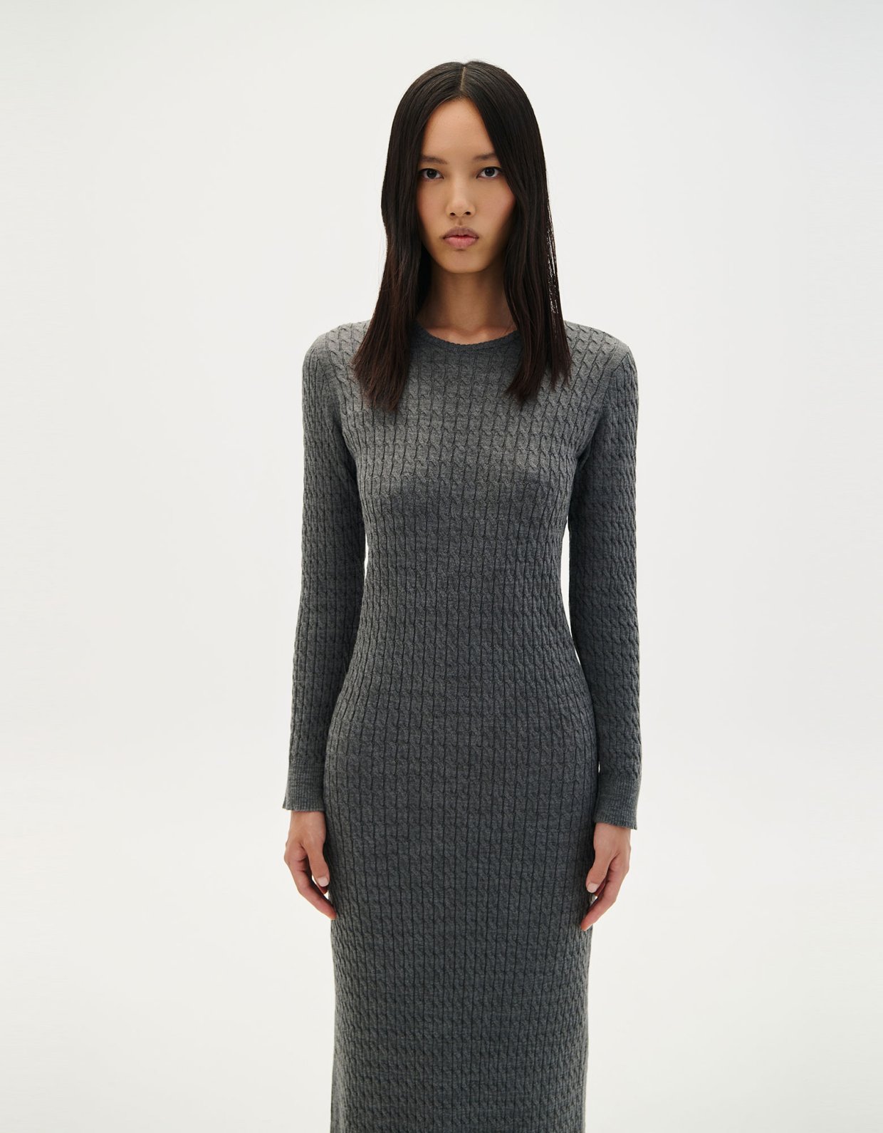 Combos Knitwear Braided maxi dress grey