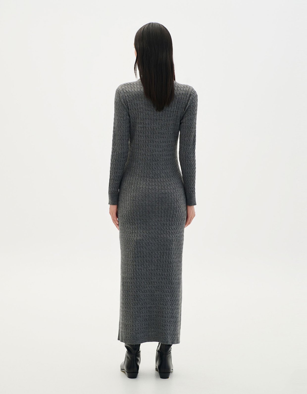 Combos Knitwear Braided maxi dress grey