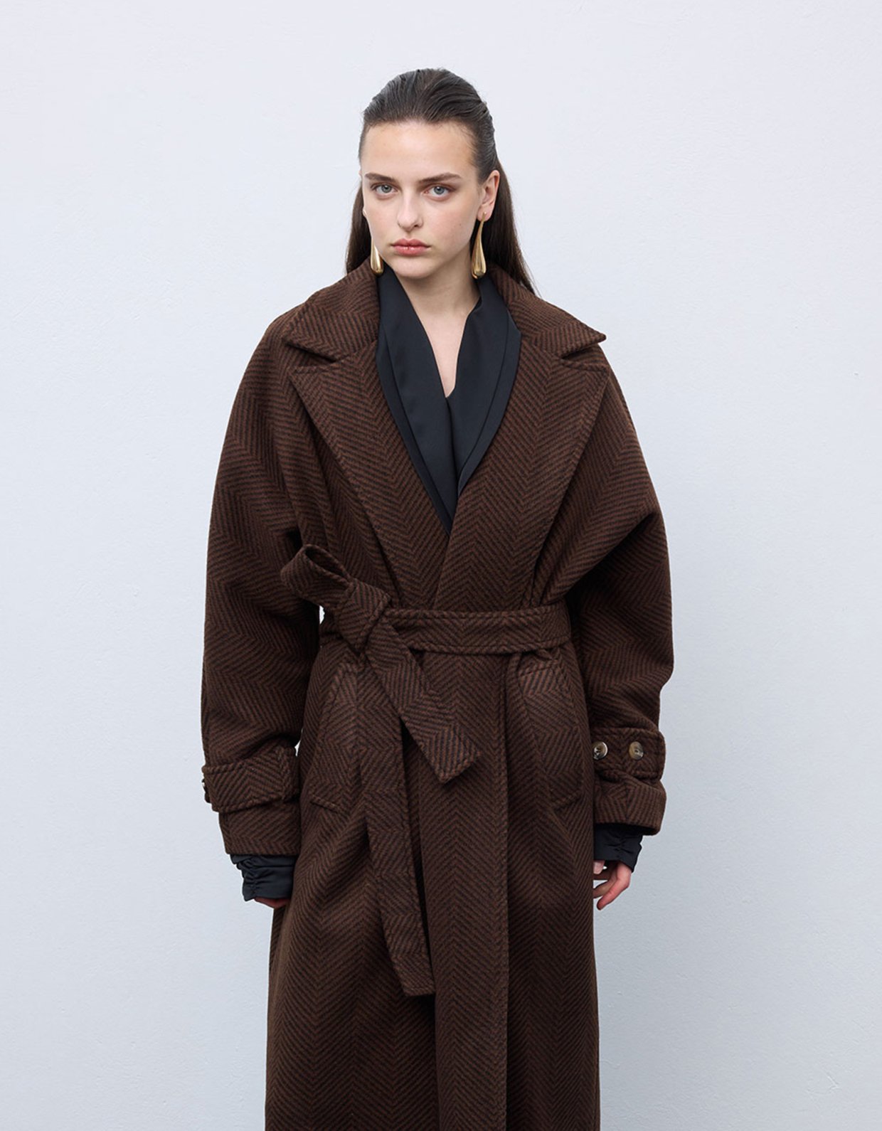 Ciel Concept Brown black stripped coat